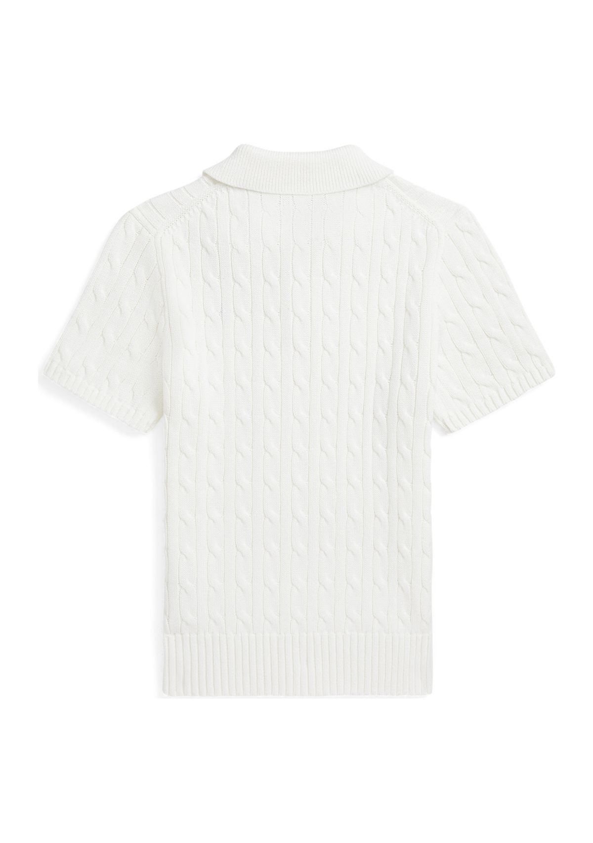 Boys 8-20 Cable Knit Cotton Polo Collar Sweater