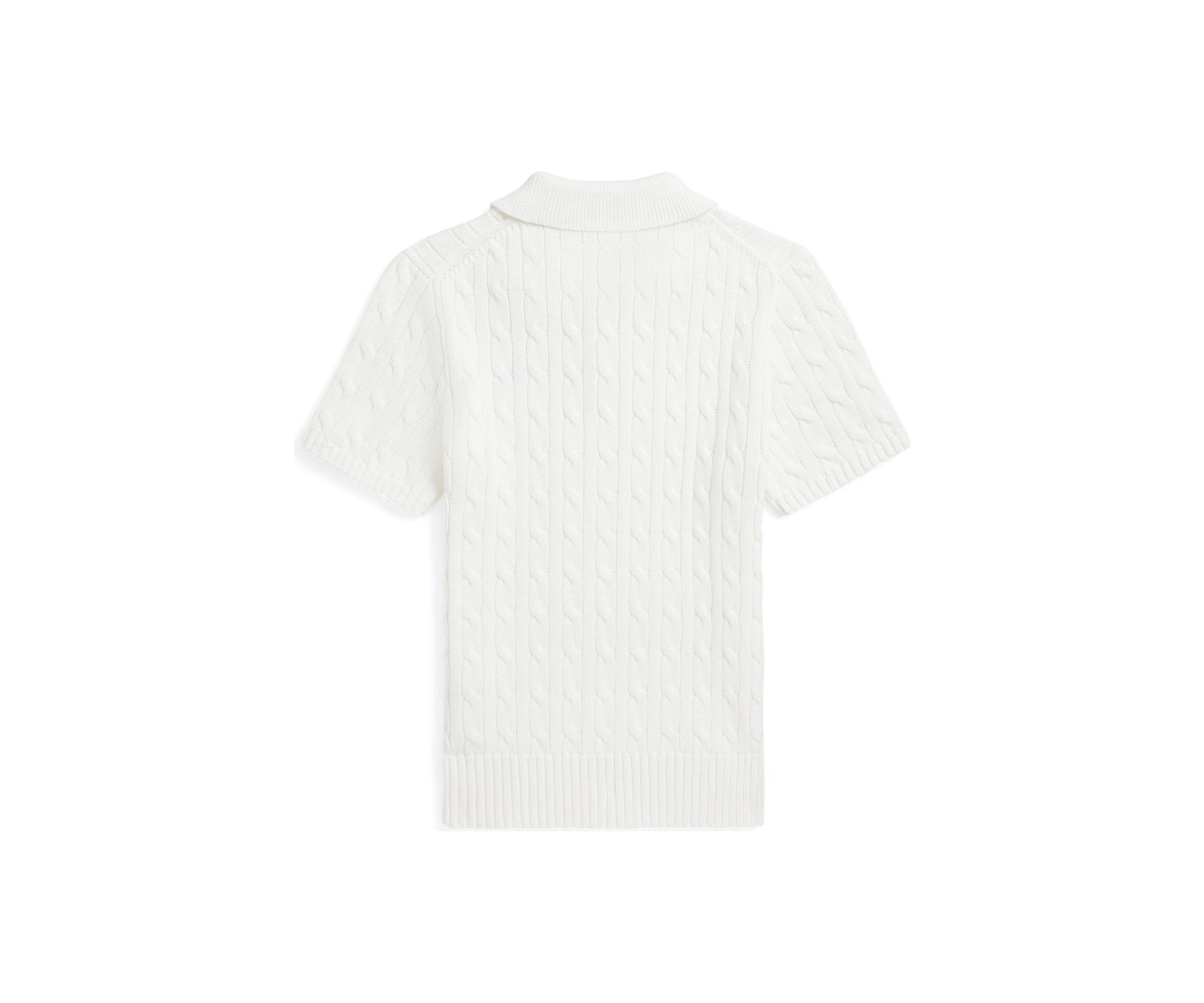 Boys 8-20 Cable Knit Cotton Polo Collar Sweater