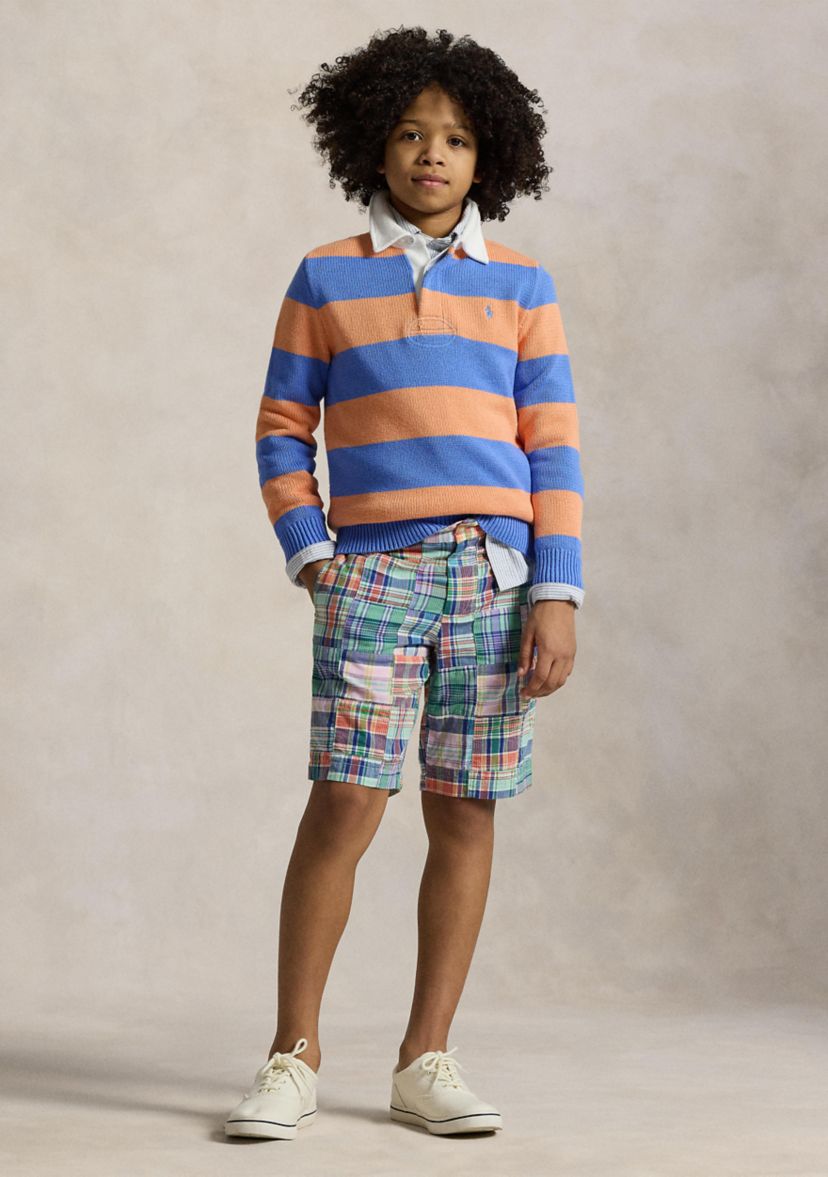 Boys 8-20 Patchwork Cotton Madras Shorts