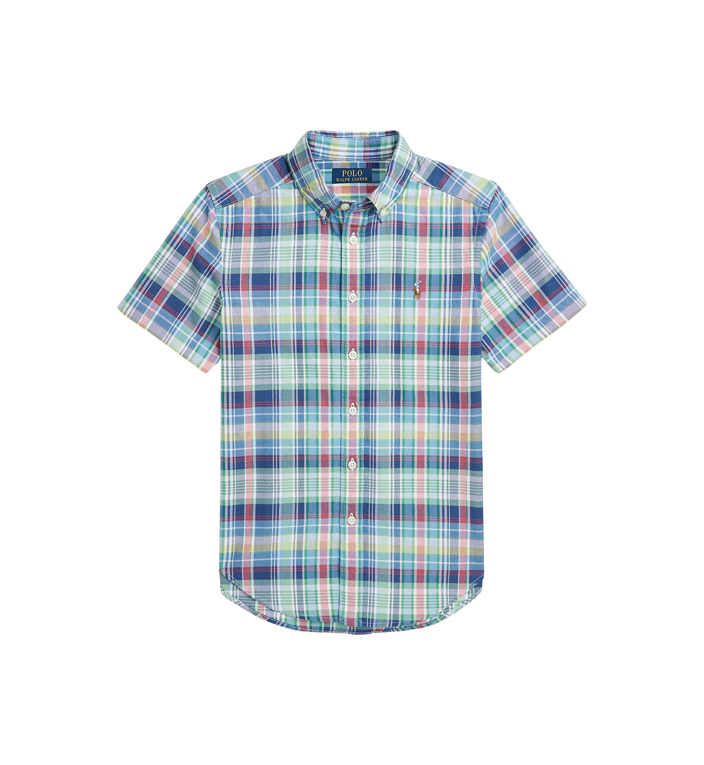 Boys 8-20 Plaid Cotton Oxford Short Sleeve Shirt