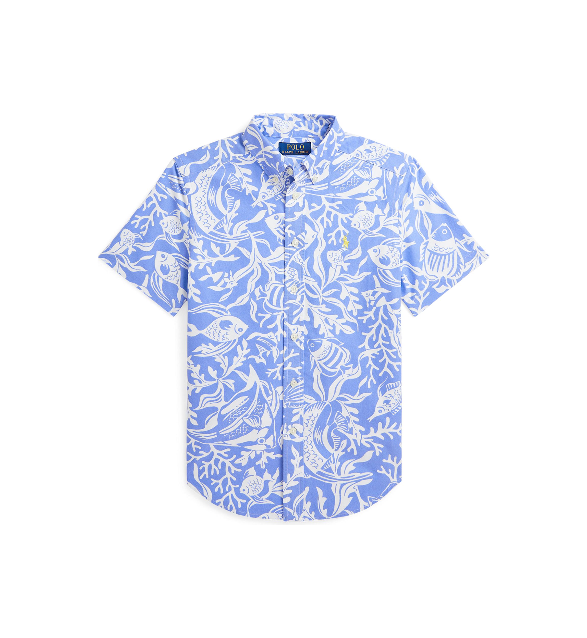 Boys 8-20 Sea Printed Cotton Short Sleeve Shirt
