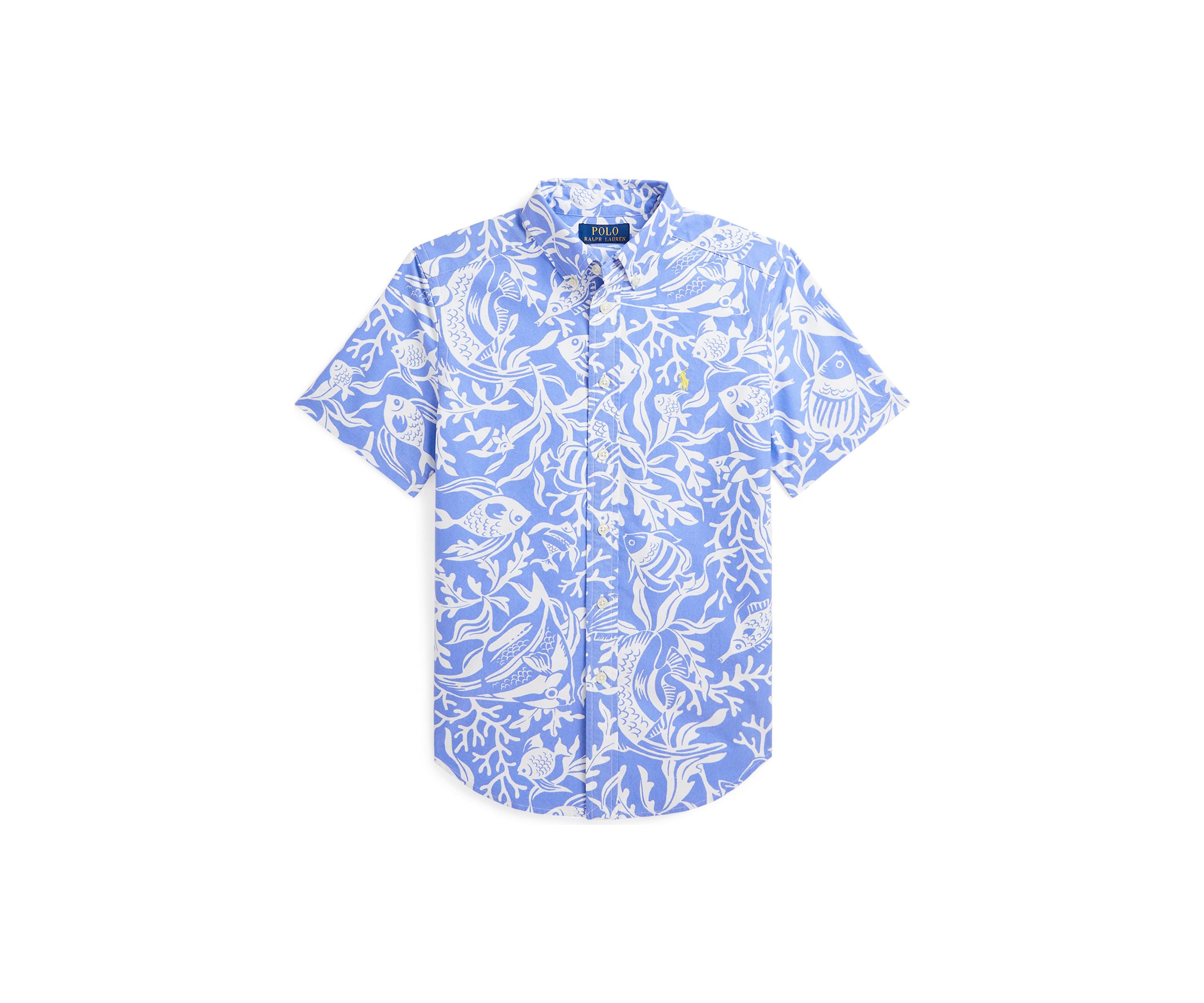Boys 8-20 Sea Printed Cotton Short Sleeve Shirt