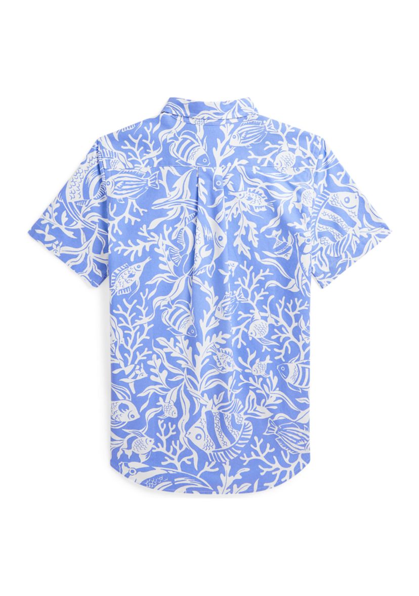 Boys 8-20 Sea Printed Cotton Short Sleeve Shirt