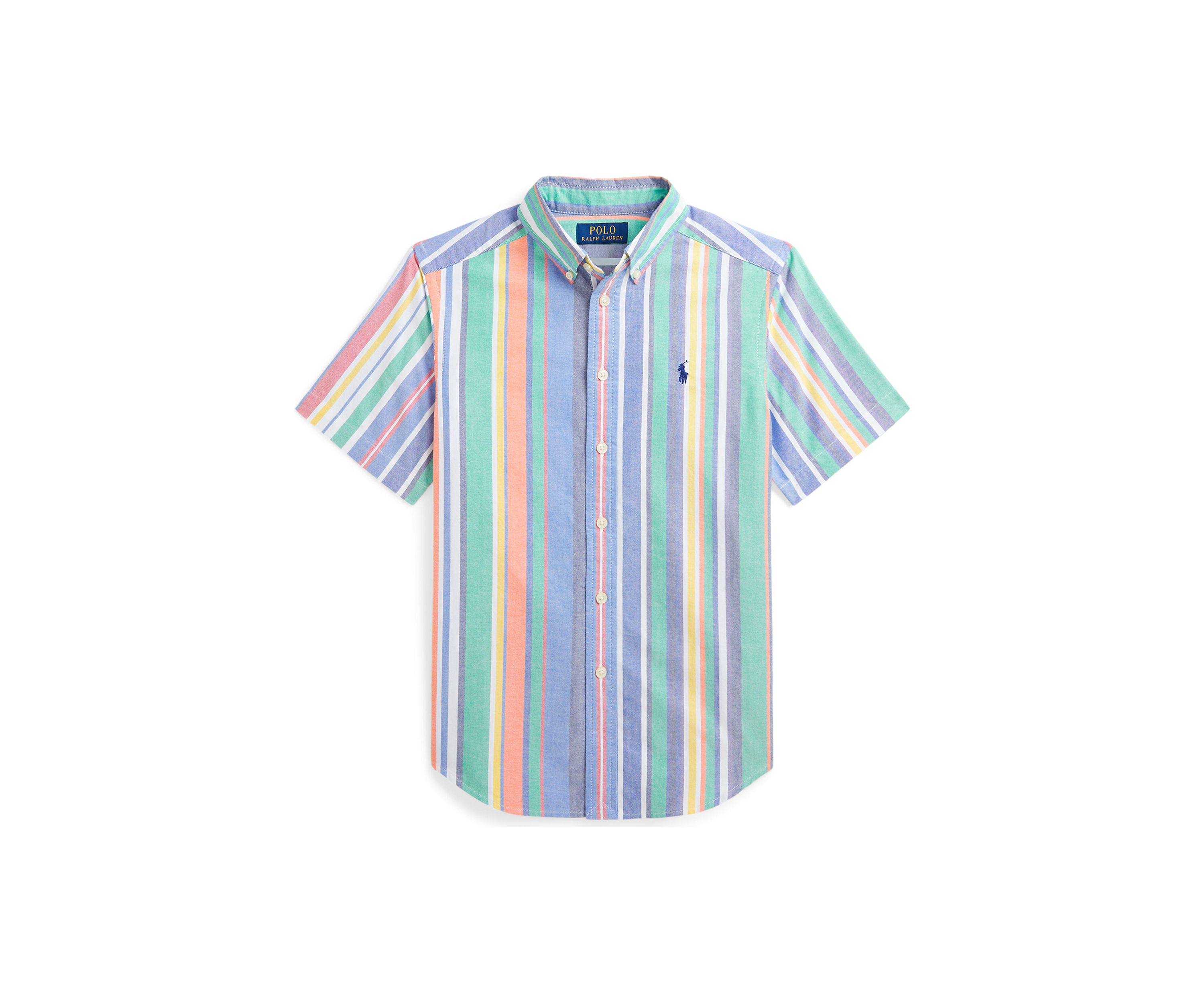 Boys 8-20 Striped Cotton Oxford Short-Sleeve Shirt