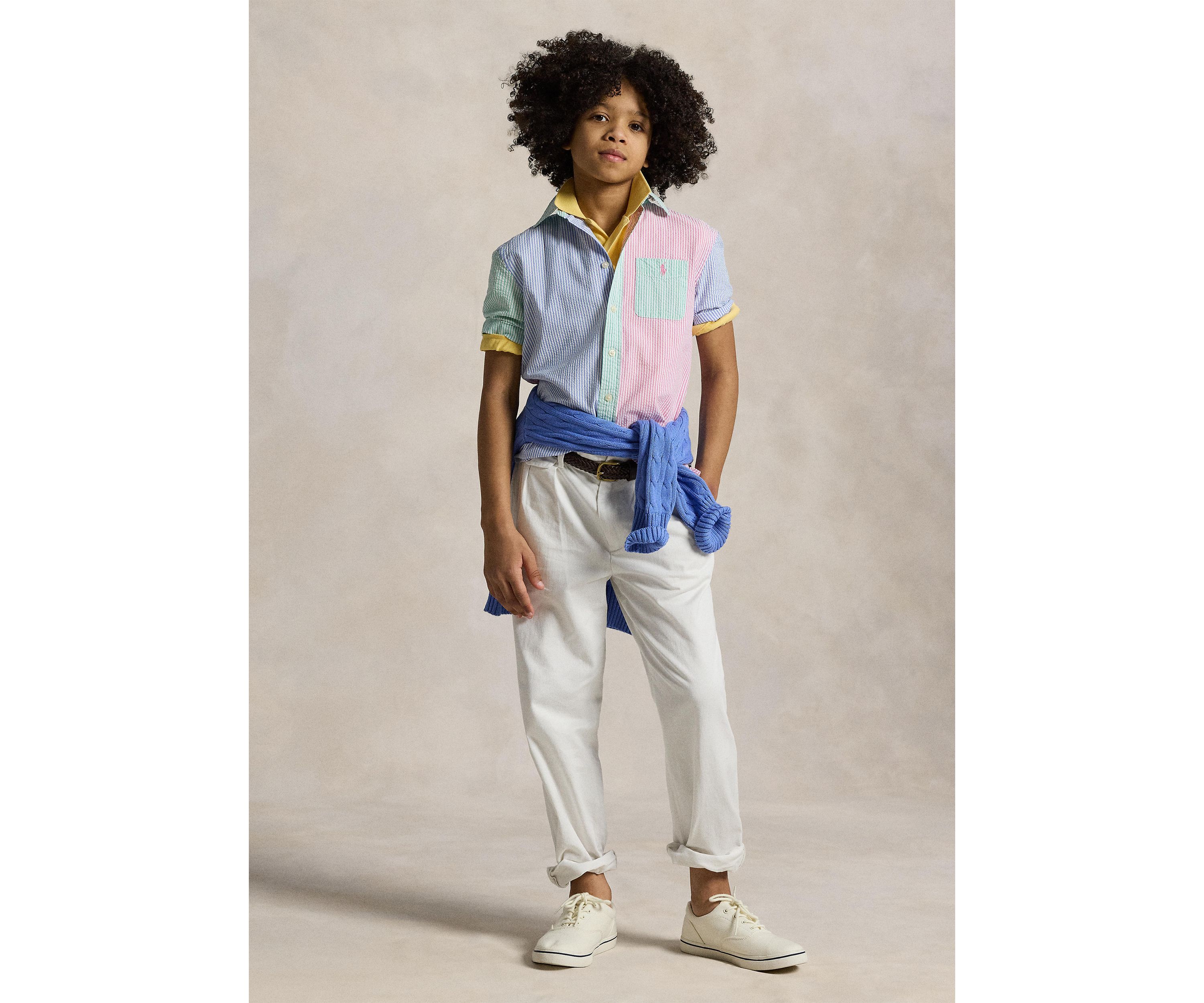 Boys 8-20 Striped Cotton Seersucker Fun Shirt