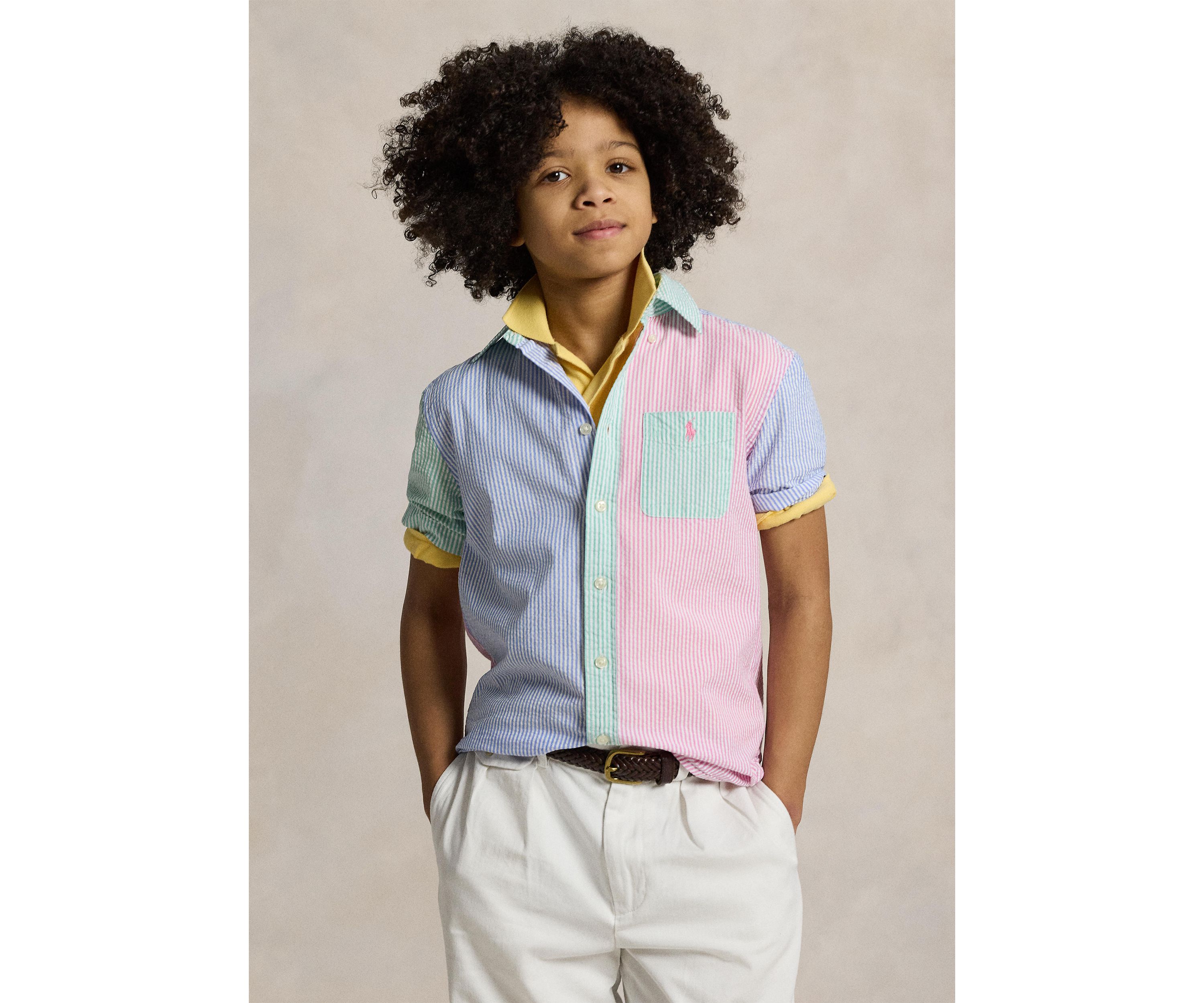 Boys 8-20 Striped Cotton Seersucker Fun Shirt