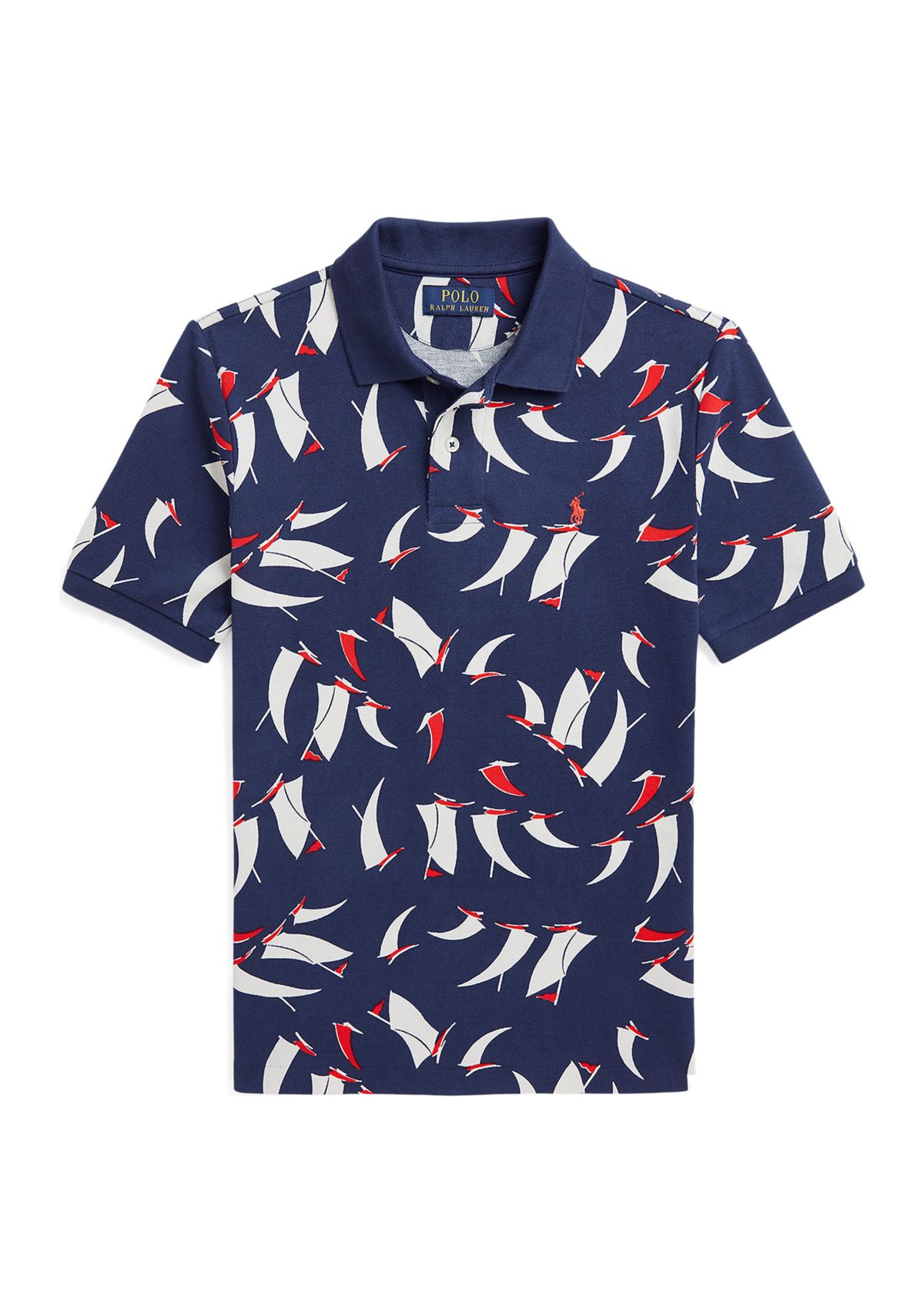 Boys 8-20 Sailboat-Print Cotton Mesh Polo Shirt