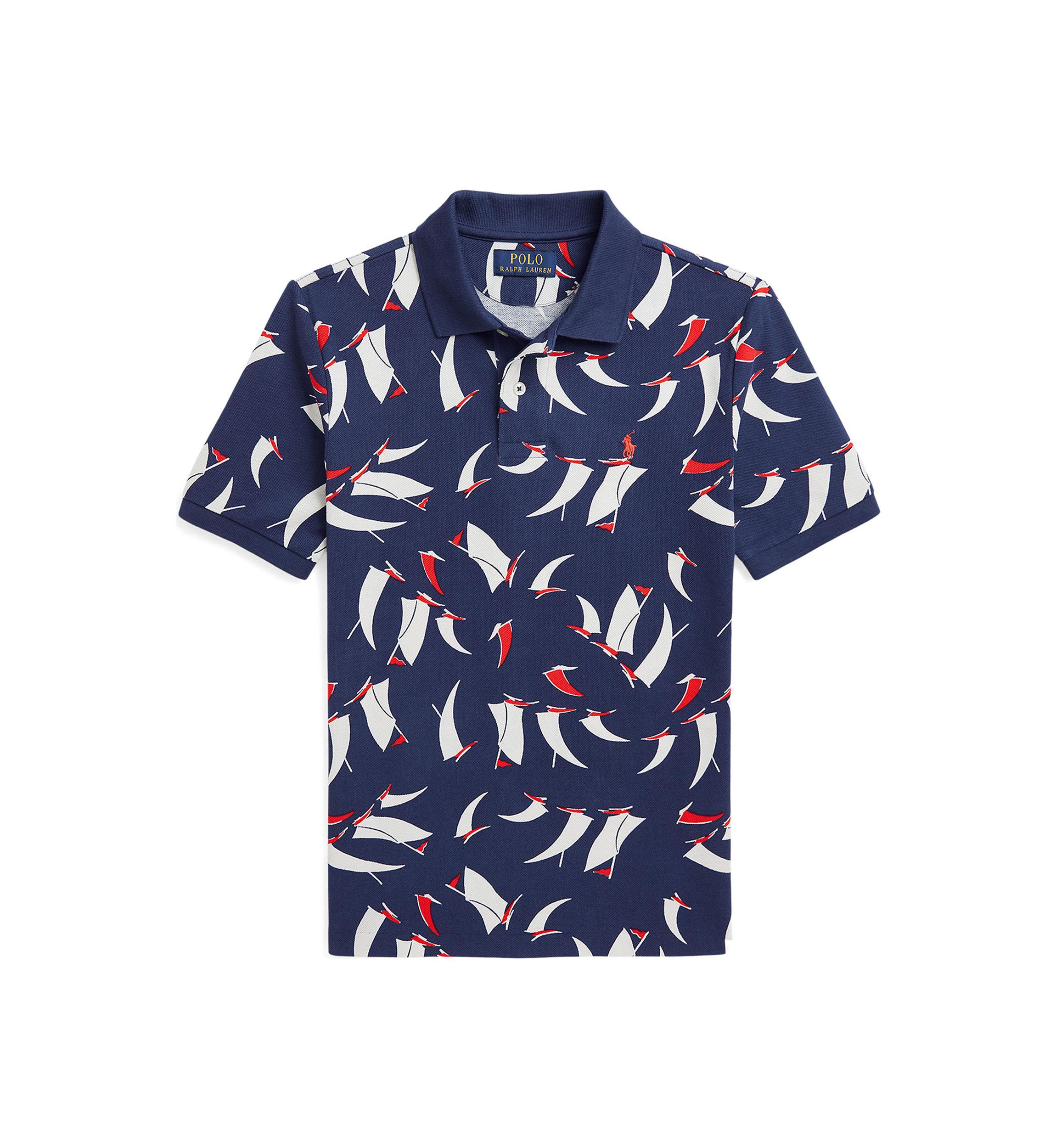 Boys 8-20 Sailboat-Print Cotton Mesh Polo Shirt