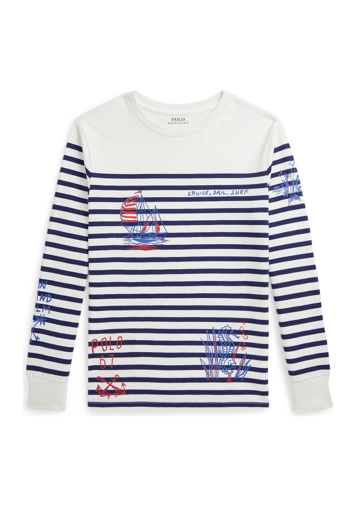 Boys 8-20 Striped Cotton Graphic Long-Sleeve T-Shirt 