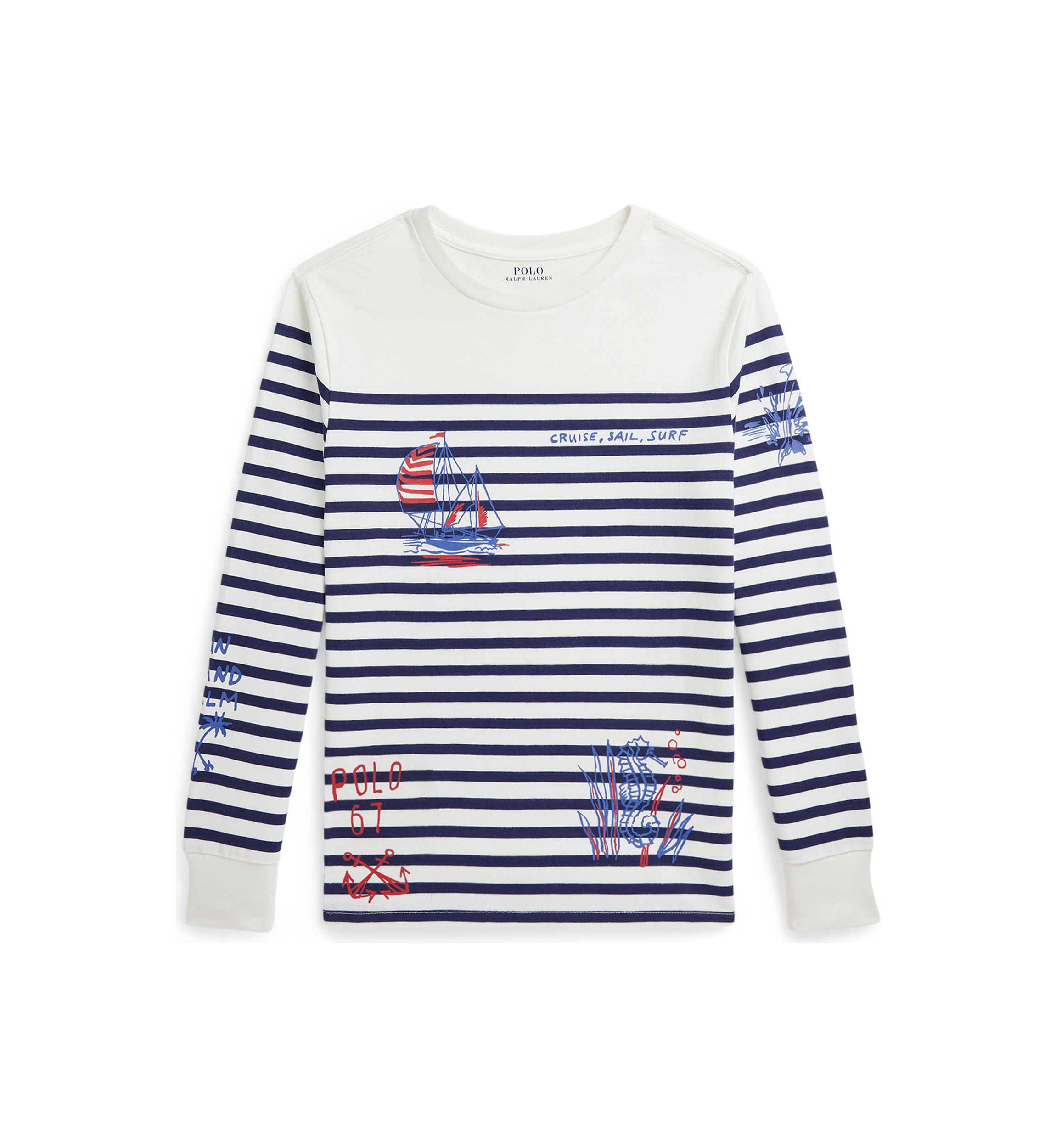 Boys 8-20 Striped Cotton Graphic Long-Sleeve T-Shirt 