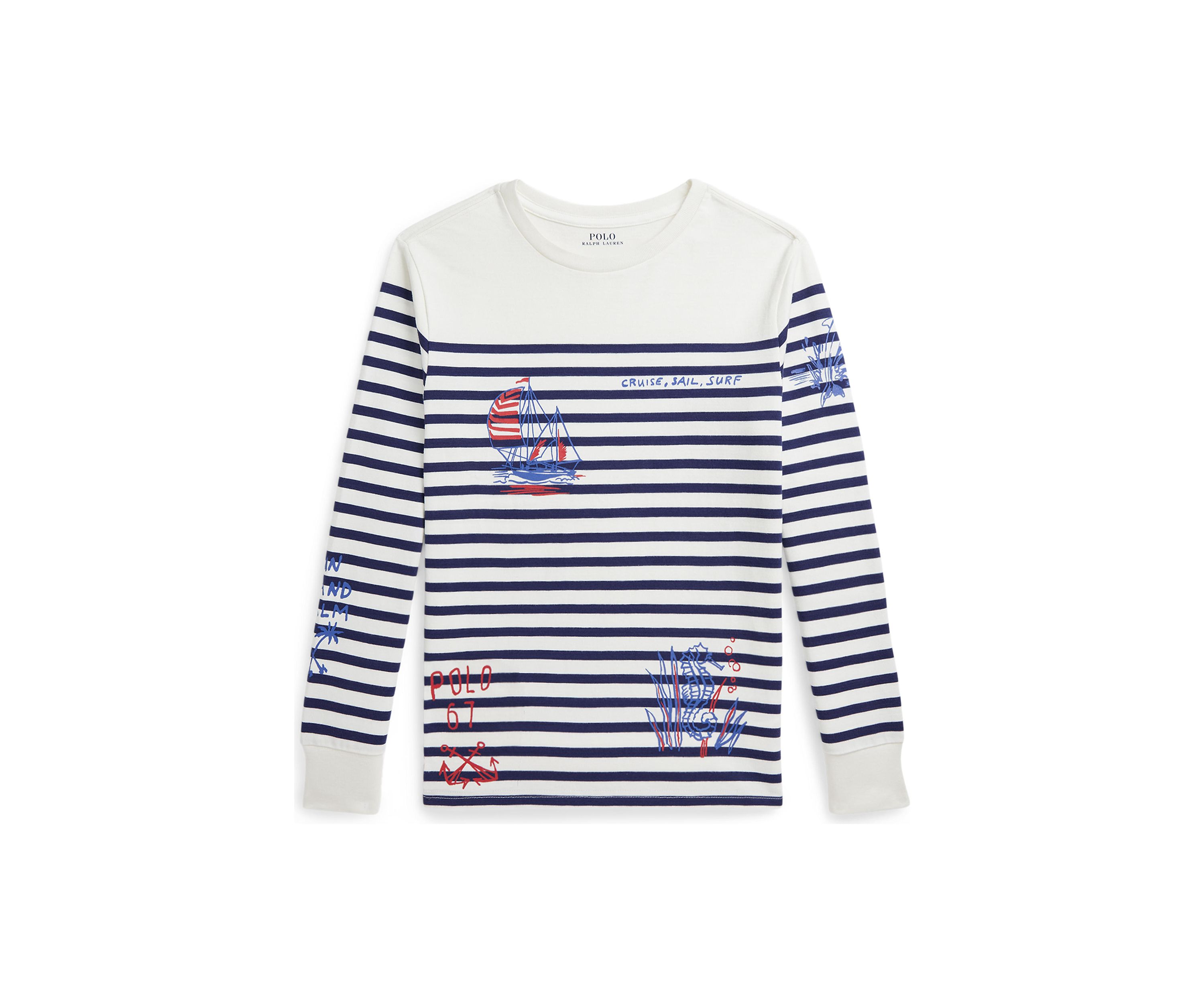Boys 8-20 Striped Cotton Graphic Long-Sleeve T-Shirt 