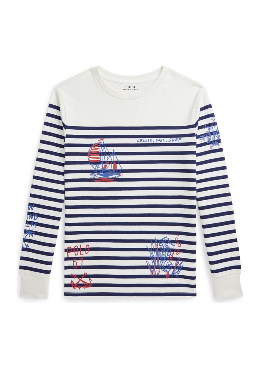 Boys 8-20 Striped Cotton Graphic Long-Sleeve T-Shirt 