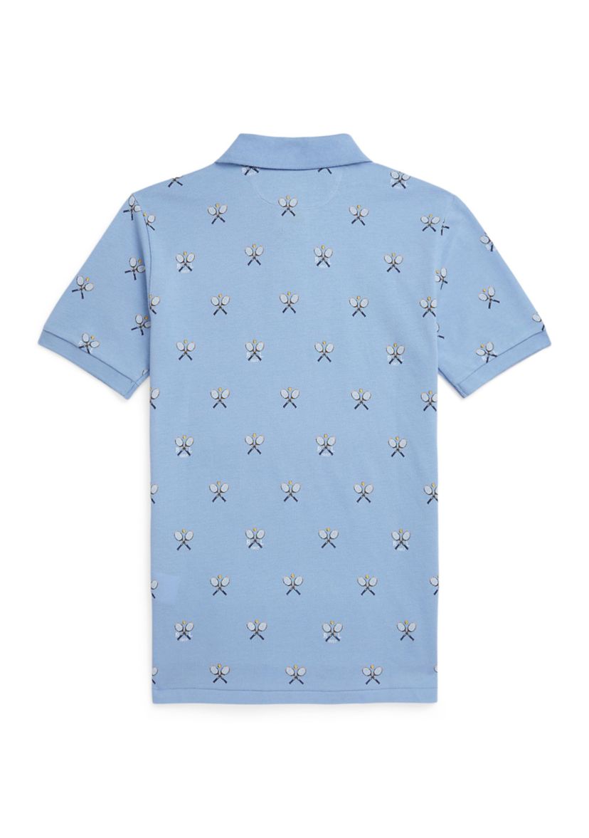 Boys 8-20 Tennis-Print Cotton Mesh Polo Shirt
