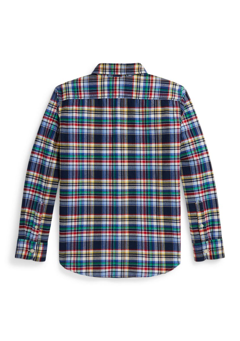 Boys 8-20 Plaid Brushed Cotton Oxford Work Shirt