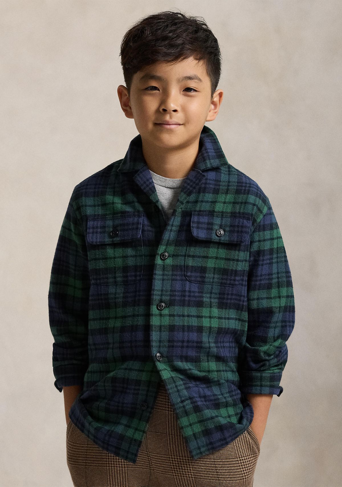 Boys 8-20 Plaid Cotton Flannel Camp Shirt