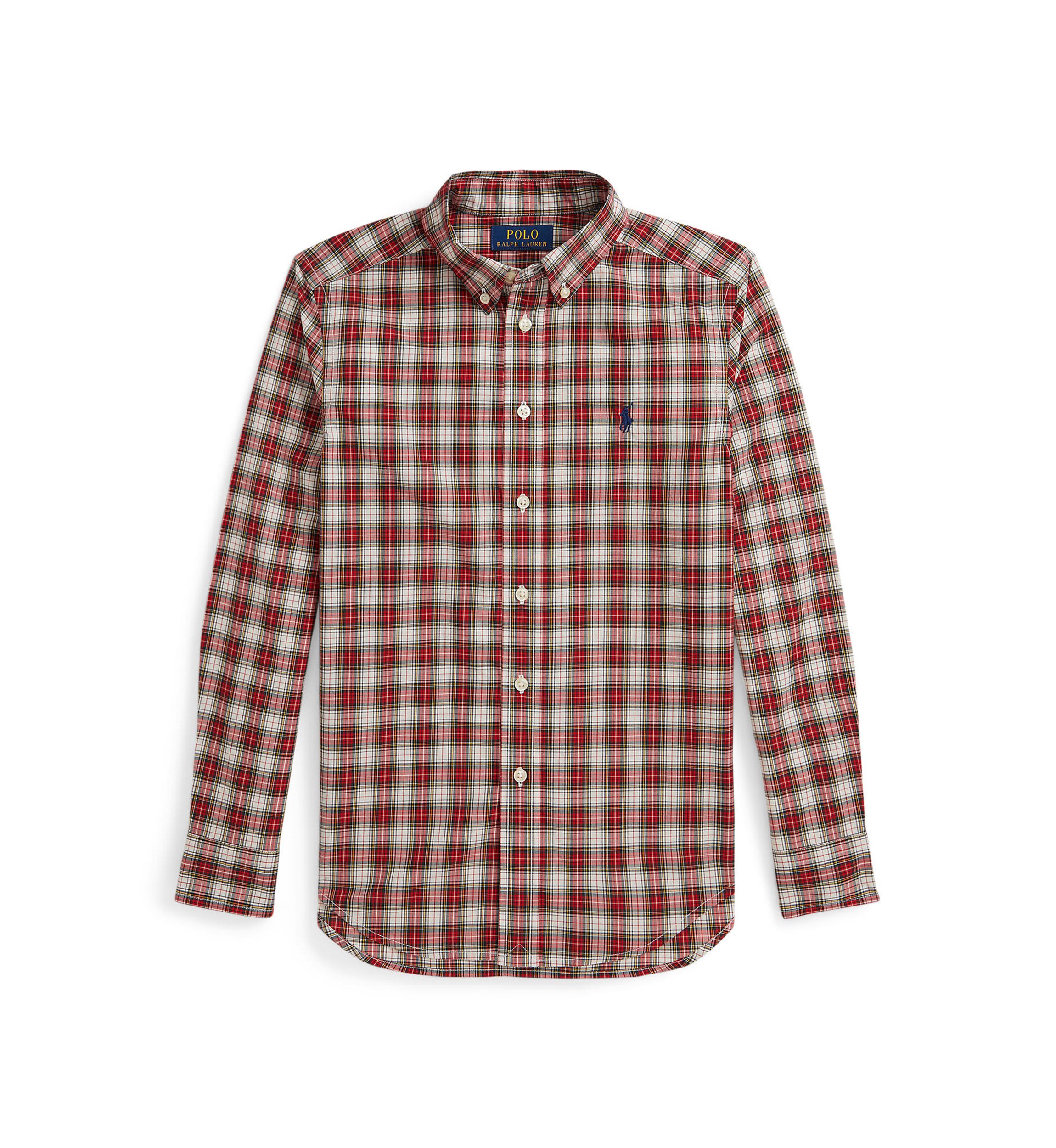 Boys 8-20 Plaid Cotton Poplin Shirt