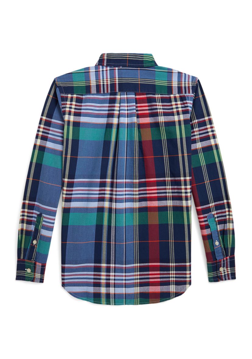 Boys 8-20 Plaid Cotton Oxford Shirt