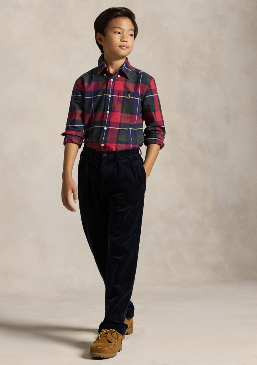 Boys 8-20 Plaid Cotton Oxford Shirt