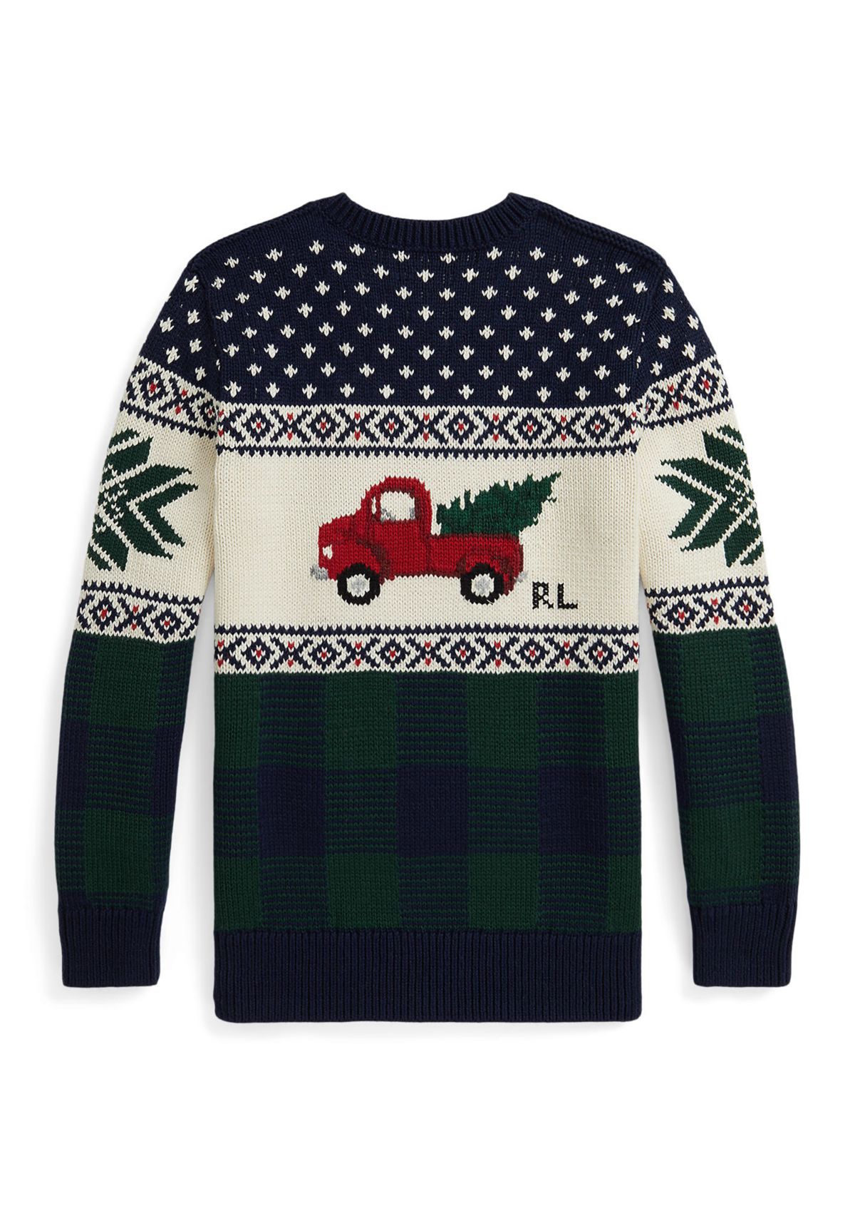 Boys 8-20 Truck-Intarsia Cotton Sweater