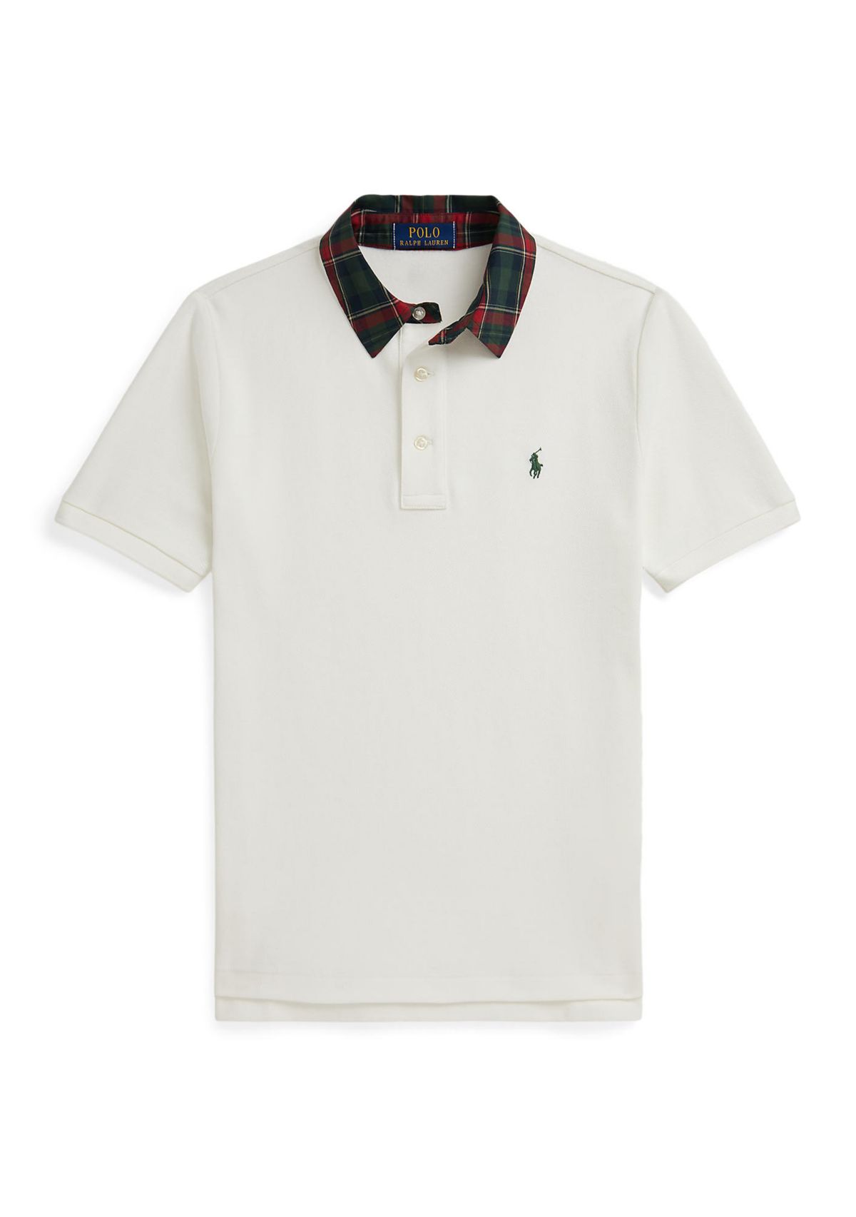 Boys 8-20 Plaid-Collar Cotton Mesh Polo Shirt