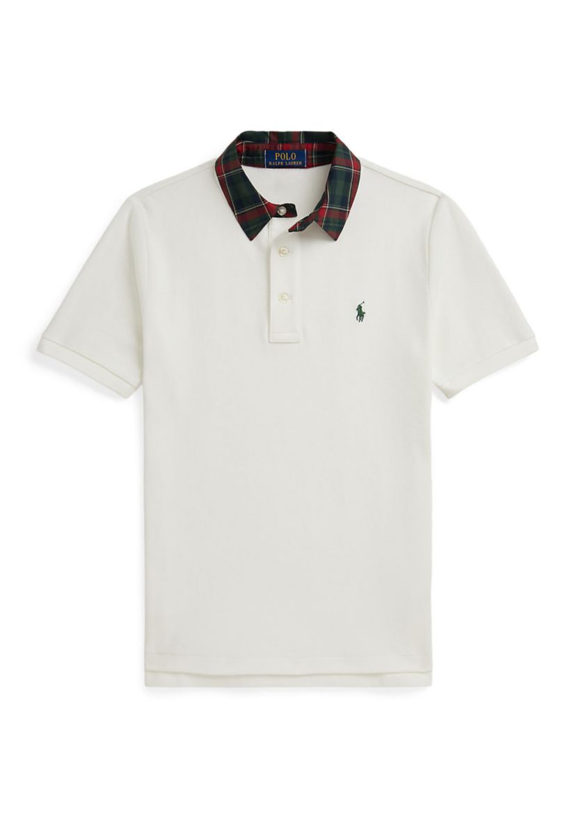 Boys 8-20 Plaid-Collar Cotton Mesh Polo Shirt