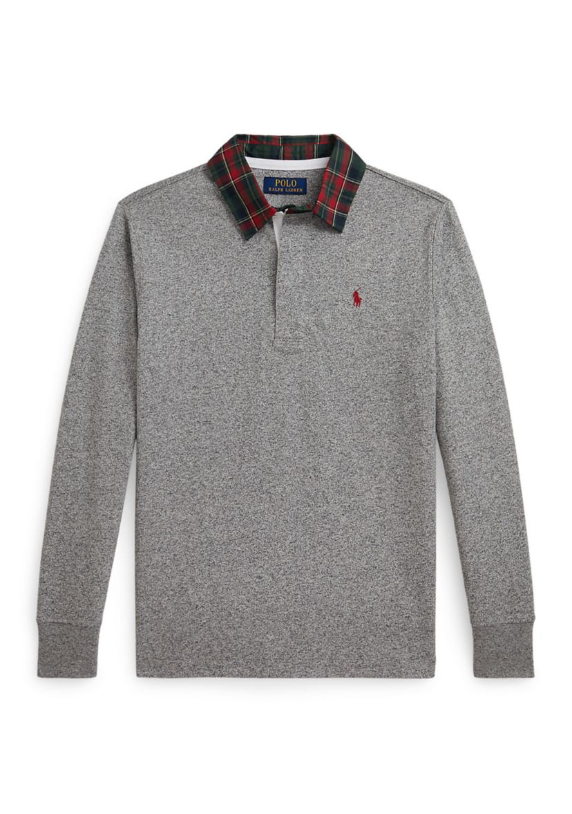 Boys 8-20 Plaid-Collar Cotton Jersey Rugby Shirt