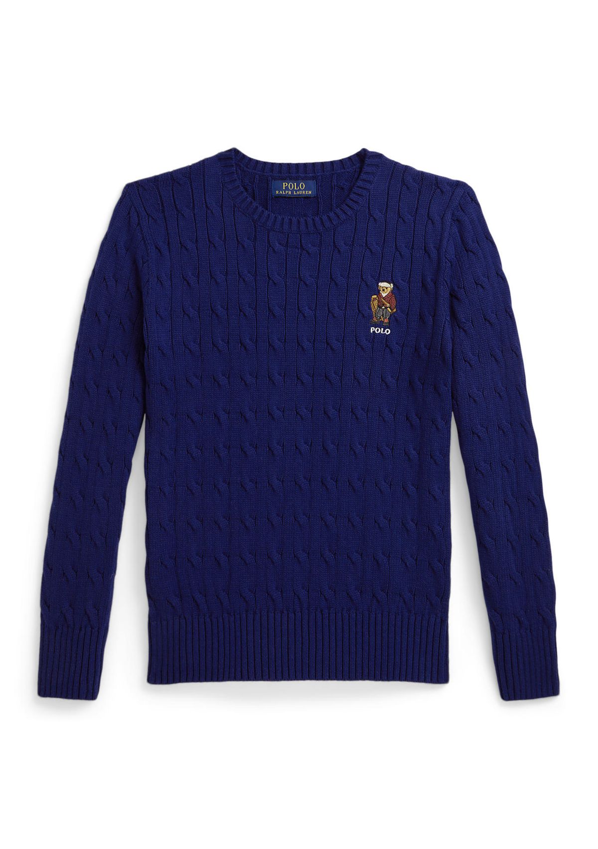 Boys 8-20 Polo Bear Cable-Knit Cotton Sweater