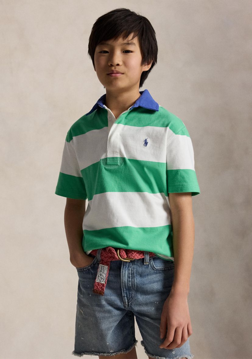 Boys 8-20 Striped Cotton Short-Sleeve Rugby Shirt