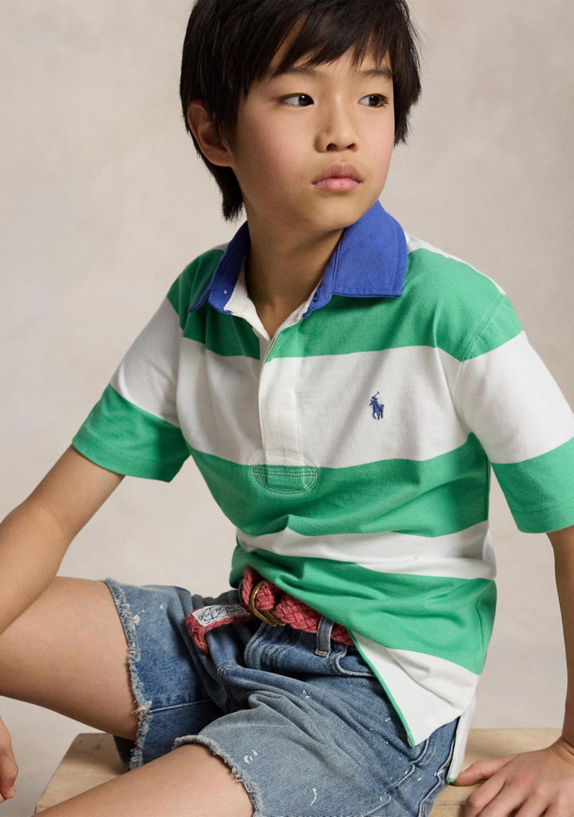 Boys 8-20 Striped Cotton Short-Sleeve Rugby Shirt
