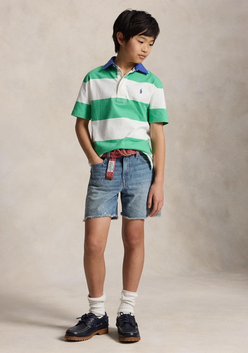 Boys 8-20 Striped Cotton Short-Sleeve Rugby Shirt