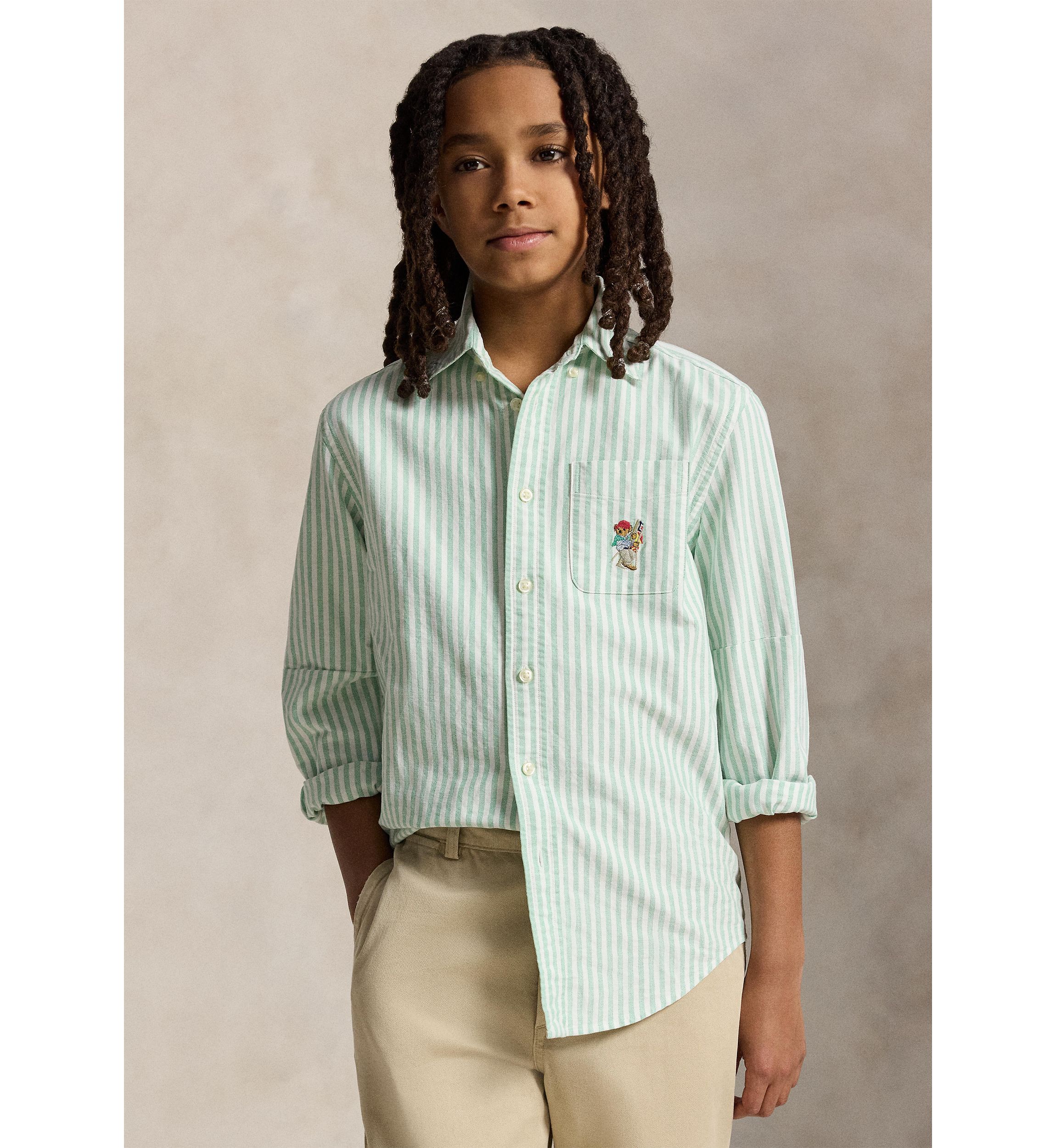 Ralph Lauren Childrenswear Boys 8-20 Polo Bear Cotton Oxford Shirt