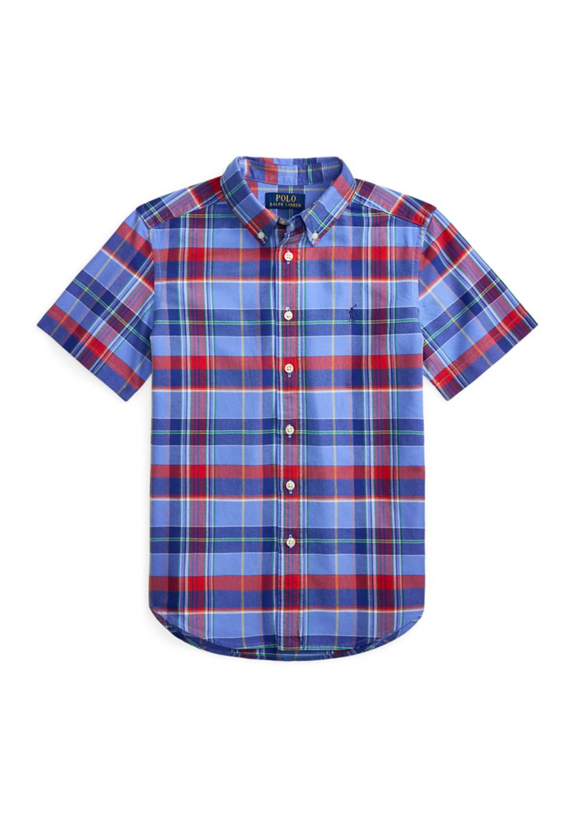 Boys 8-20 Plaid Cotton Oxford Shirt