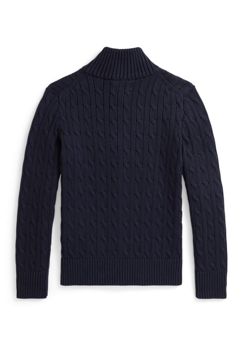 Boys 8-20 Cable-Knit Cotton Full-Zip Sweater