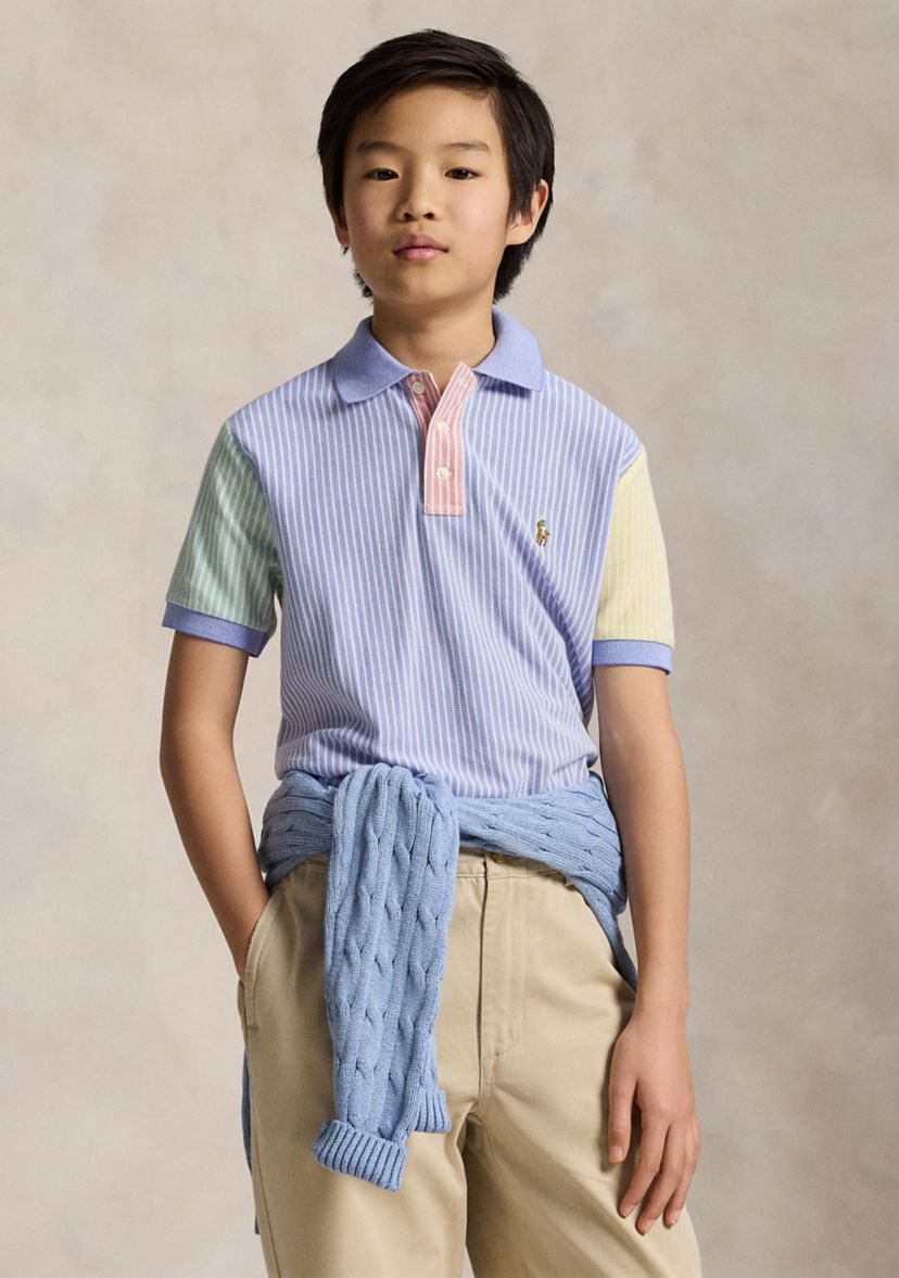 Boys 8-20 Striped Oxford Mesh Polo Shirt
