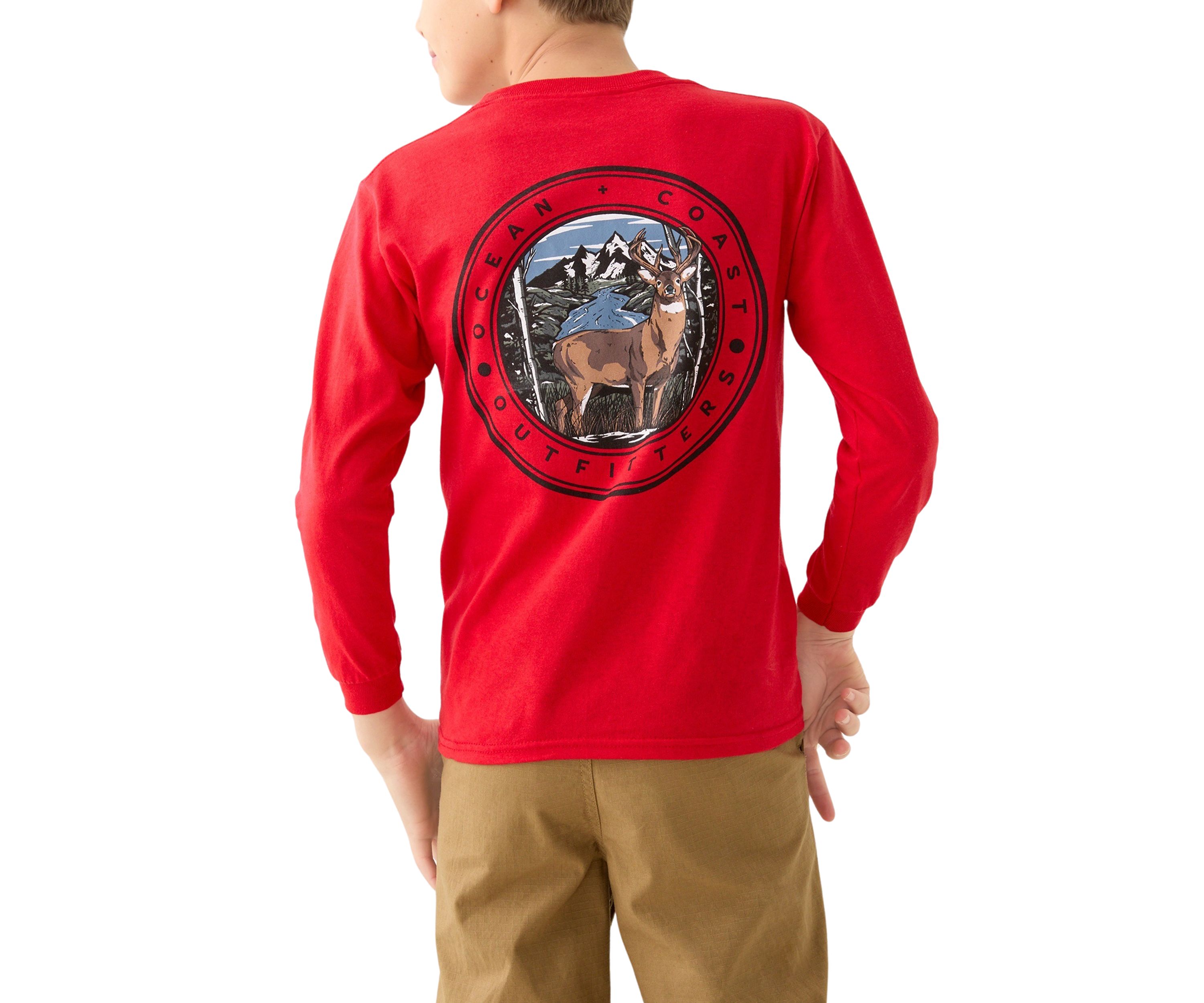 Boys 8-20 Long Sleeve Deer Badge Graphic T-Shirt