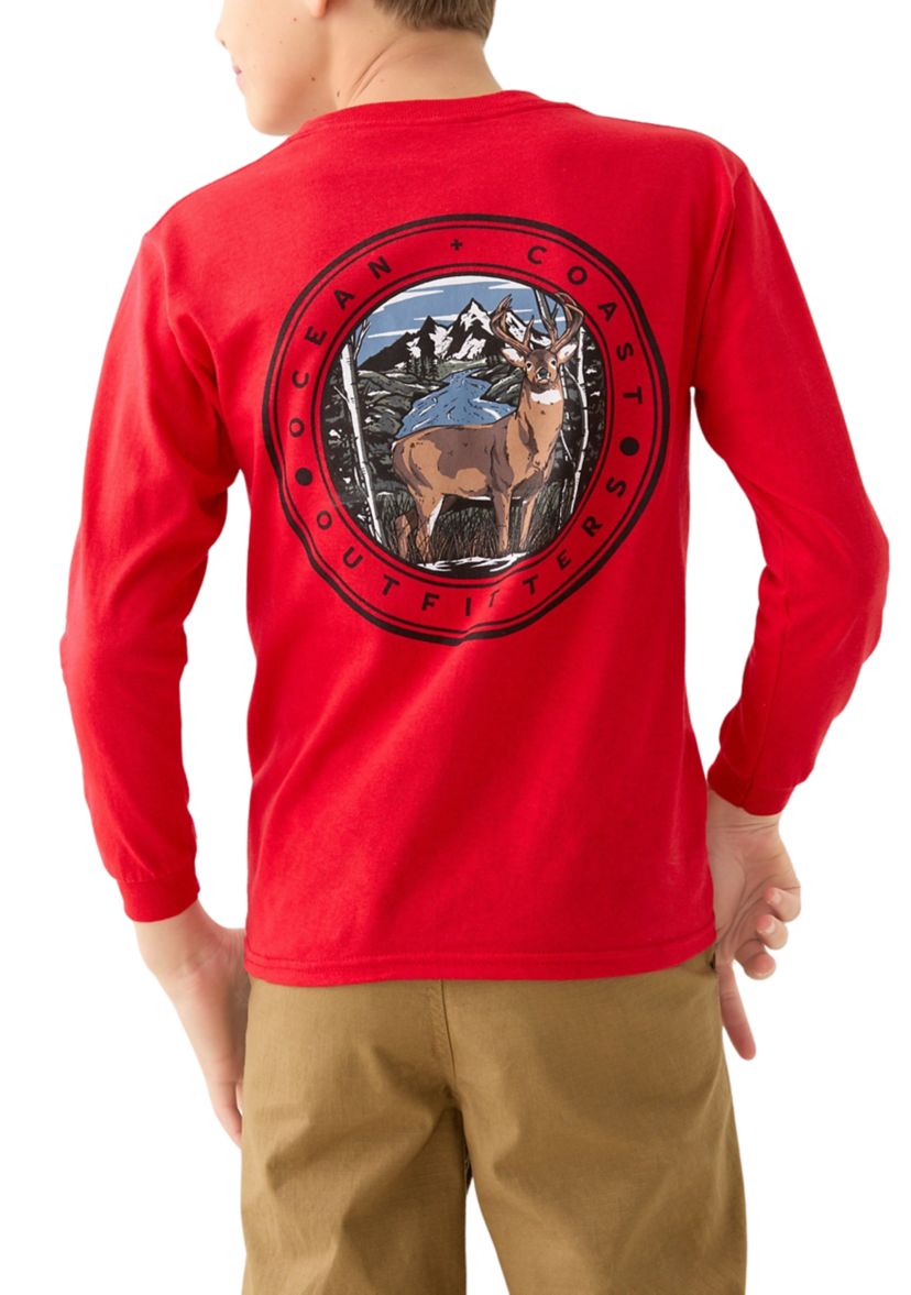 Boys 8-20 Long Sleeve Deer Badge Graphic T-Shirt