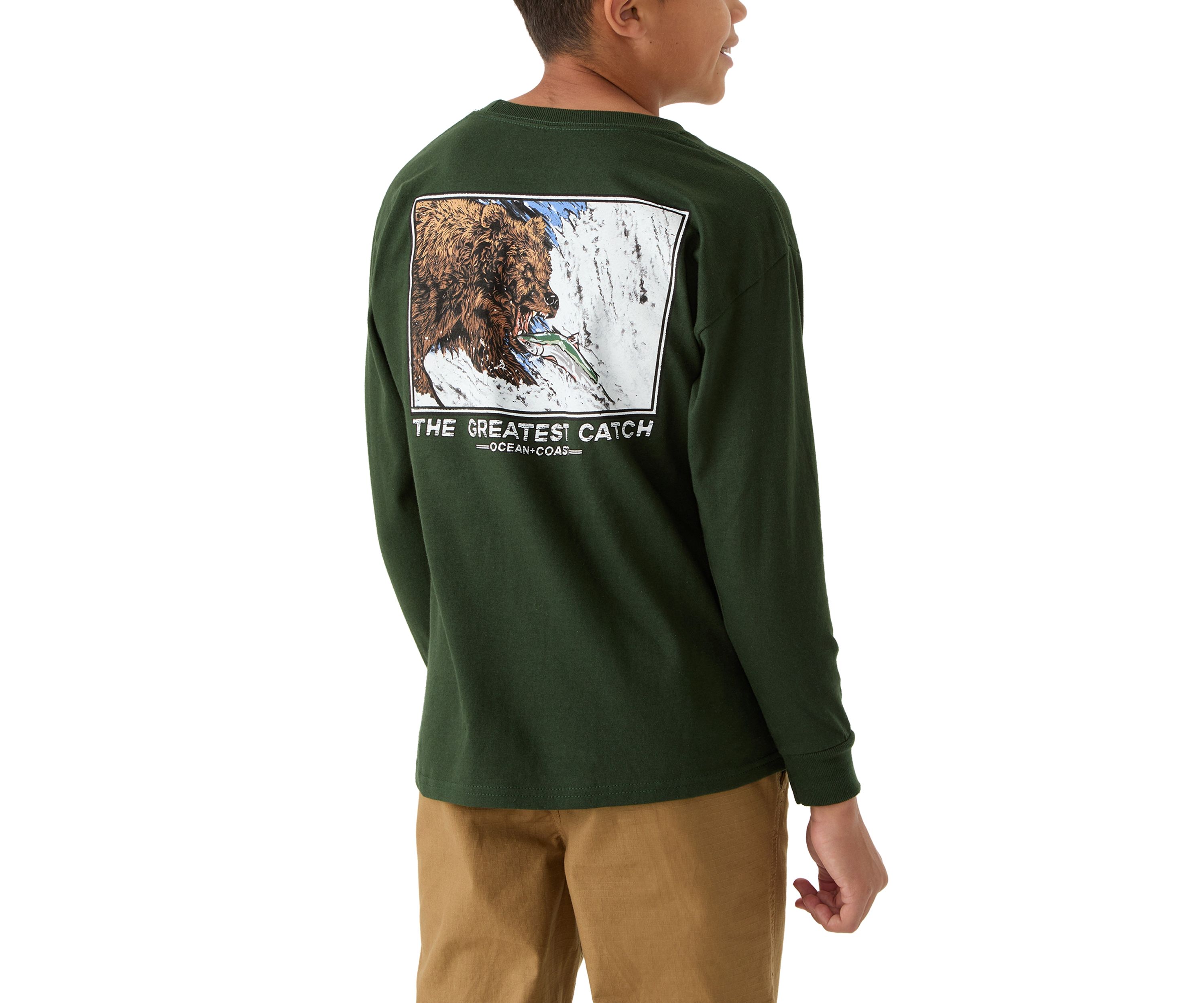 Boys 8-20 Fishing Bear Graphic T-Shirt