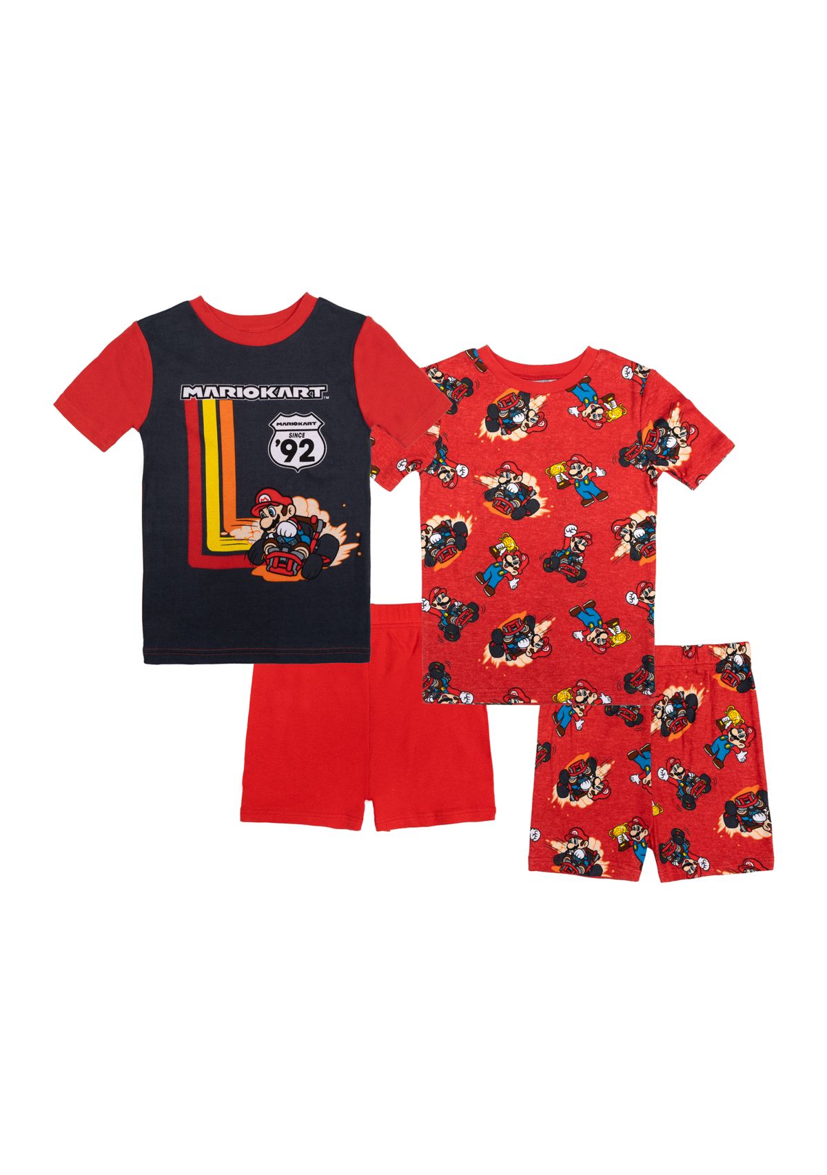 Boys 4-10 4 Piece Cotton Mario Cart Pajama Set