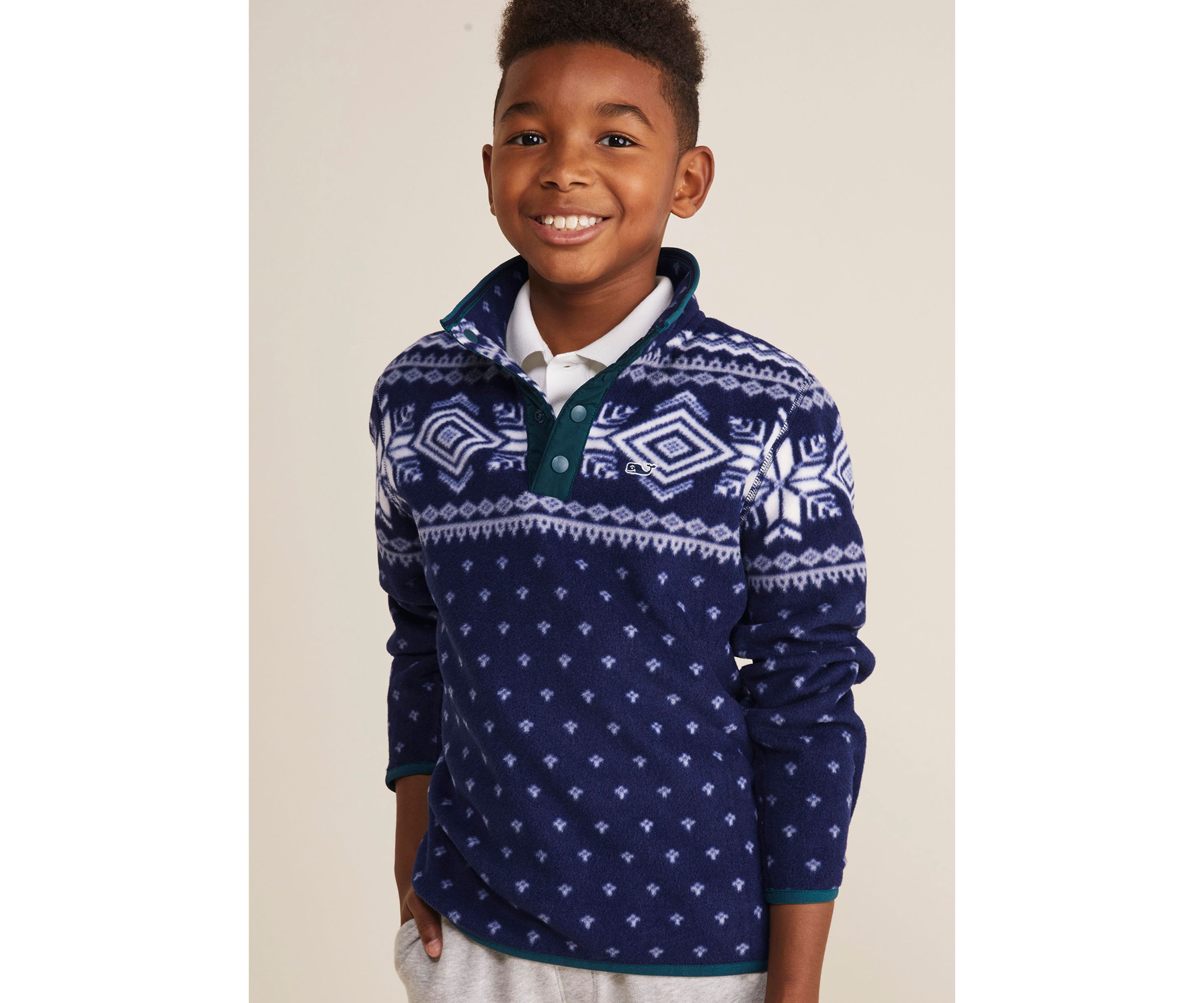 Boys 8-20 Printed Harbor Fleece 1/4 Snap Pullover