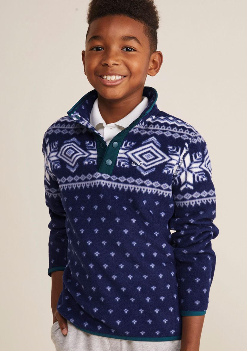 Boys 8-20 Printed Harbor Fleece 1/4 Snap Pullover