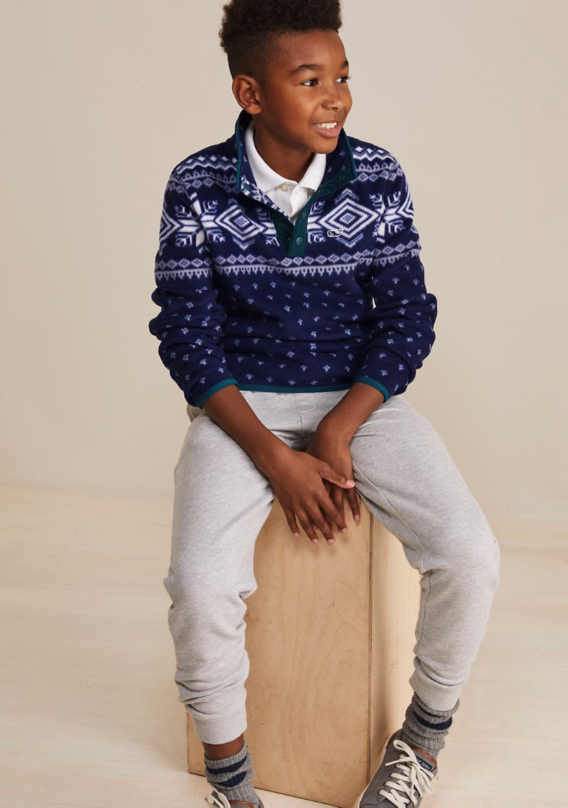 Boys 8-20 Printed Harbor Fleece 1/4 Snap Pullover