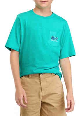 Vineyard Vines Boy's Tropical Turtles Whale Fill Capri Blue S/S Green T-Shirt 