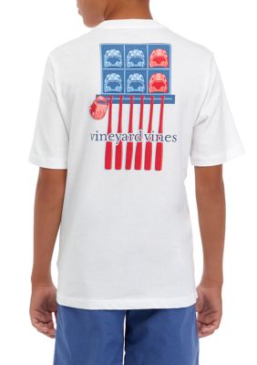 Vineyard Vines Men's Big & Tall Dynamic Baseball Flag Pocket T-Shirt - White - Short Sleeve T-shirts