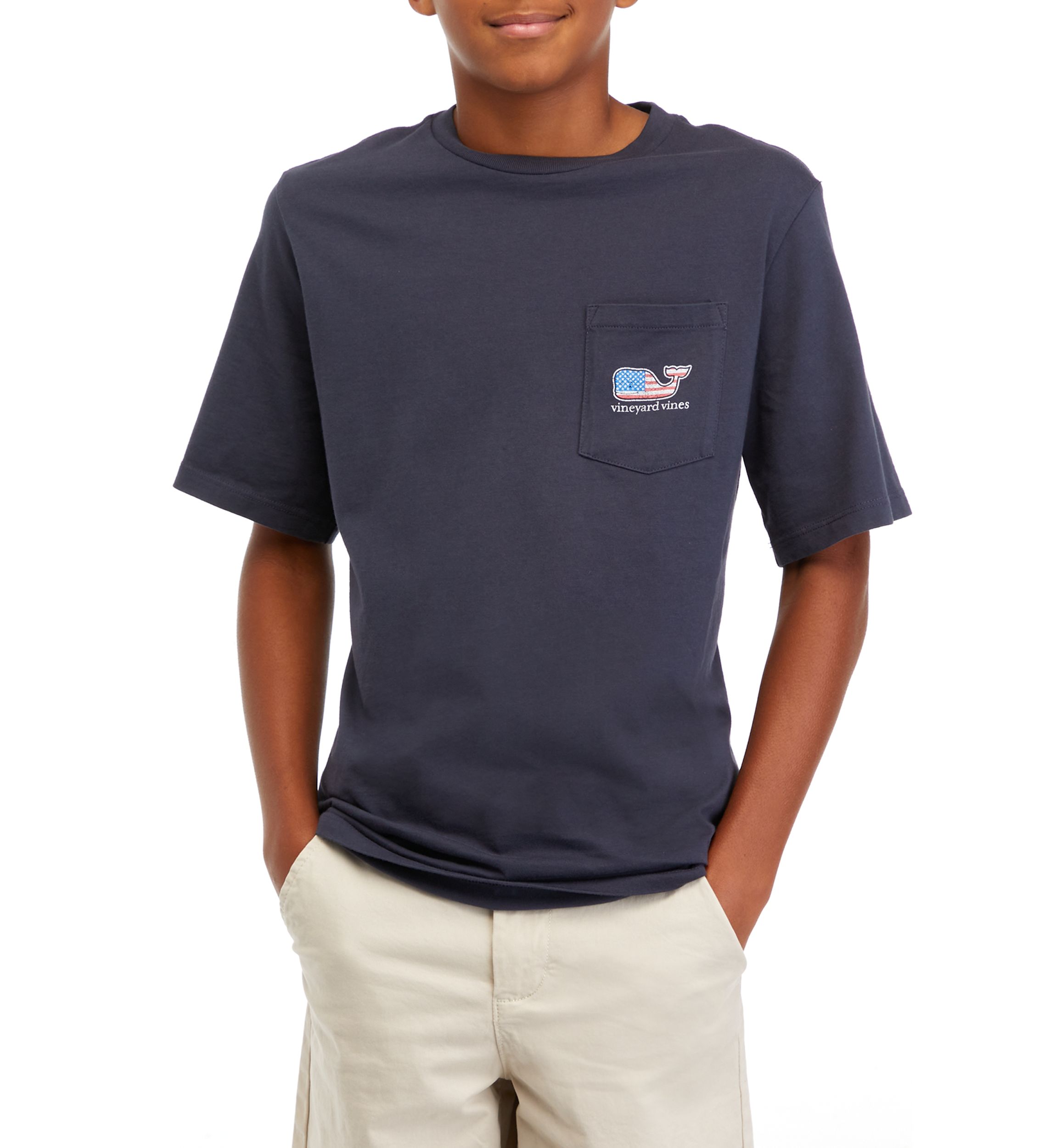 Boys 8-20 Flag Whale Short Sleeve T-Shirt