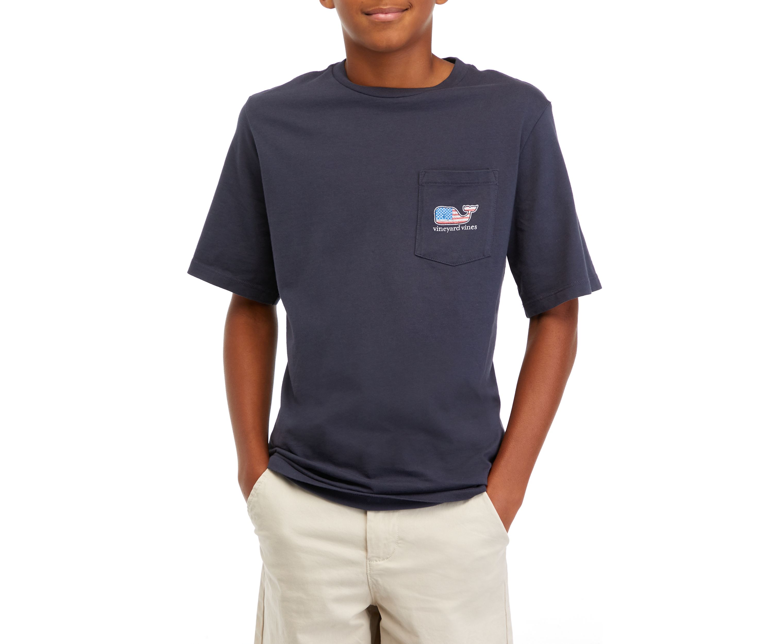 Boys 8-20 Flag Whale Short Sleeve T-Shirt