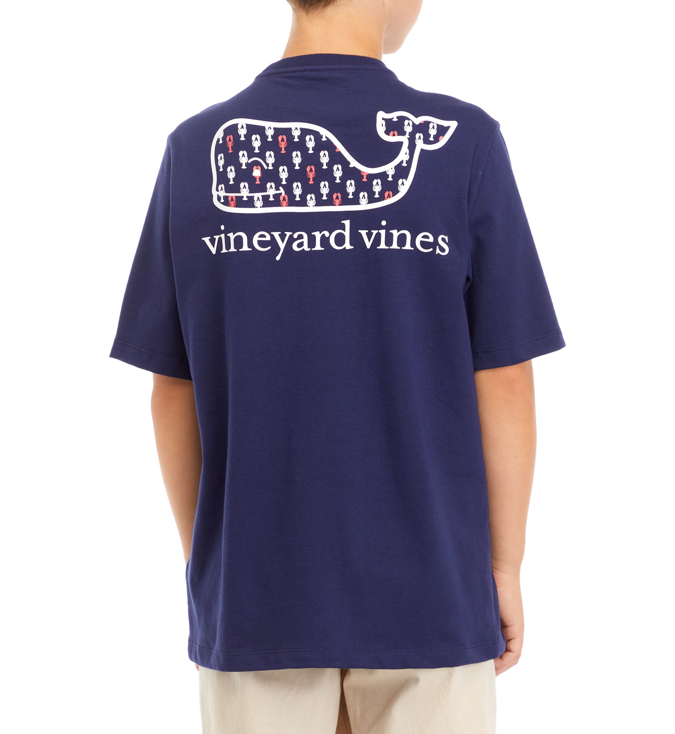 Boys 8-20 Lobster Print Whale Fill Short Sleeve Pocket Graphic T-Shirt