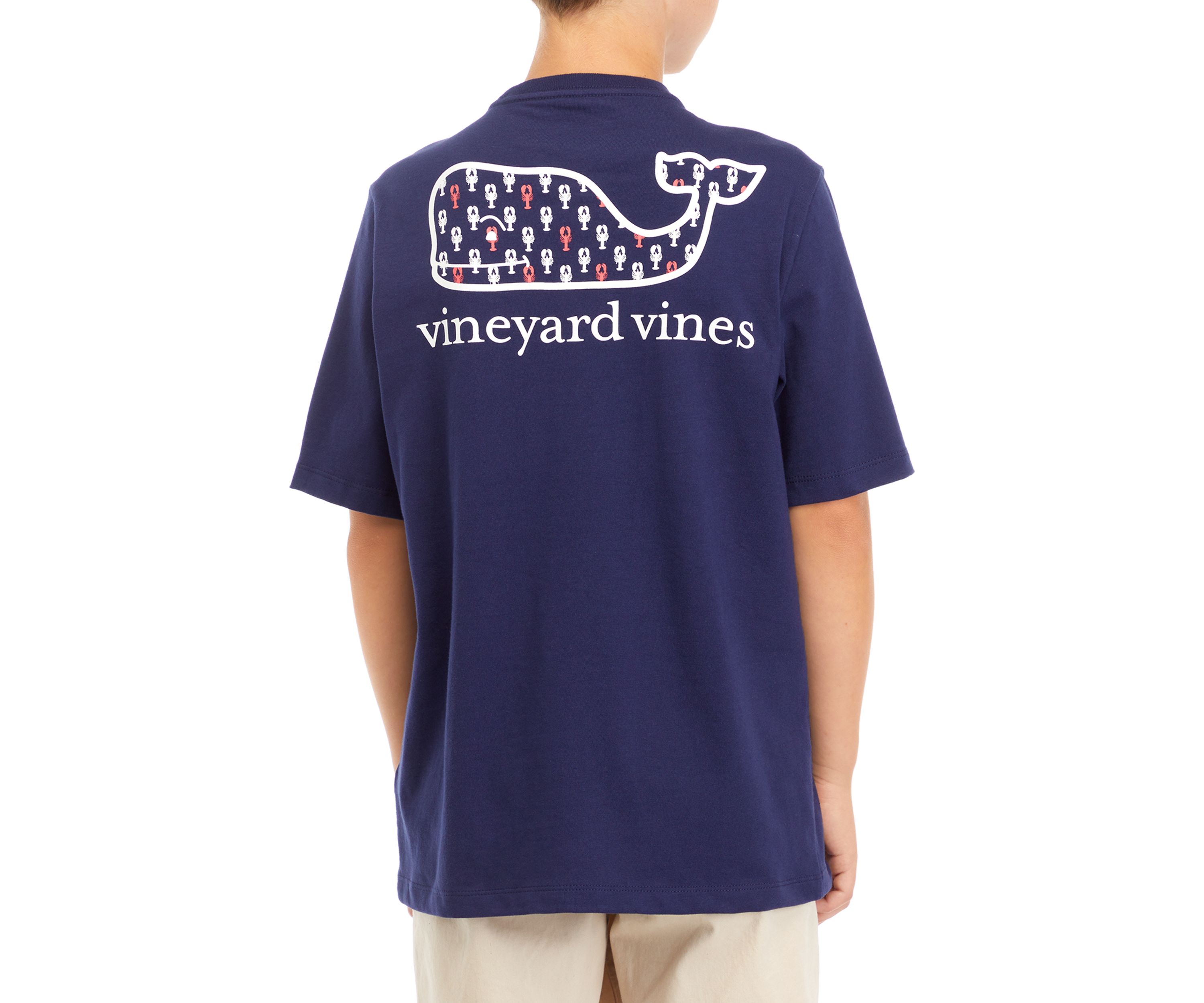 Boys 8-20 Lobster Print Whale Fill Short Sleeve Pocket Graphic T-Shirt