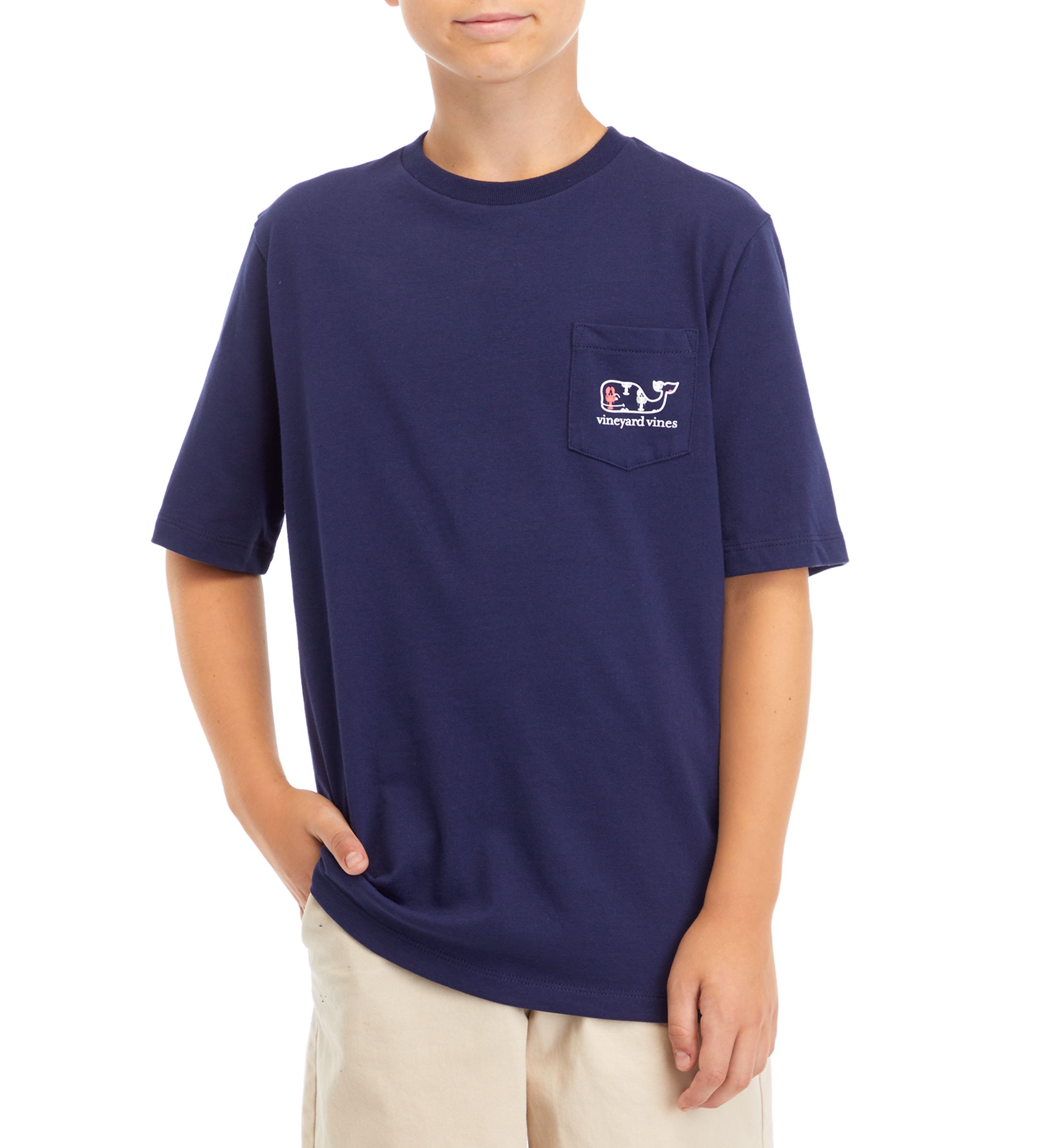Boys 8-20 Lobster Print Whale Fill Short Sleeve Pocket Graphic T-Shirt