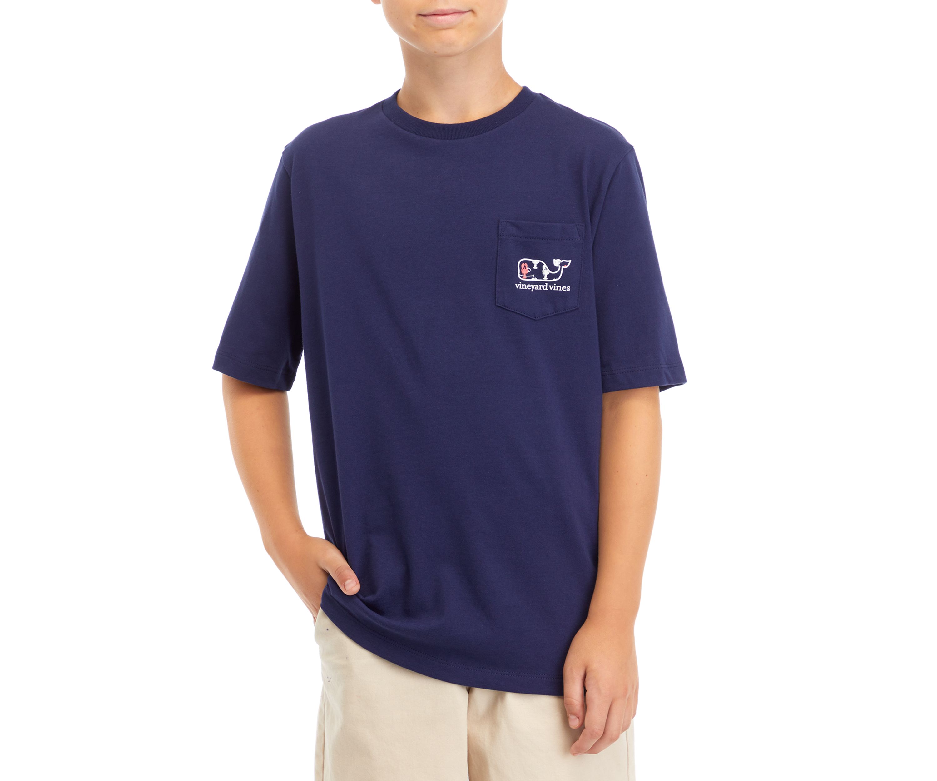 Boys 8-20 Lobster Print Whale Fill Short Sleeve Pocket Graphic T-Shirt