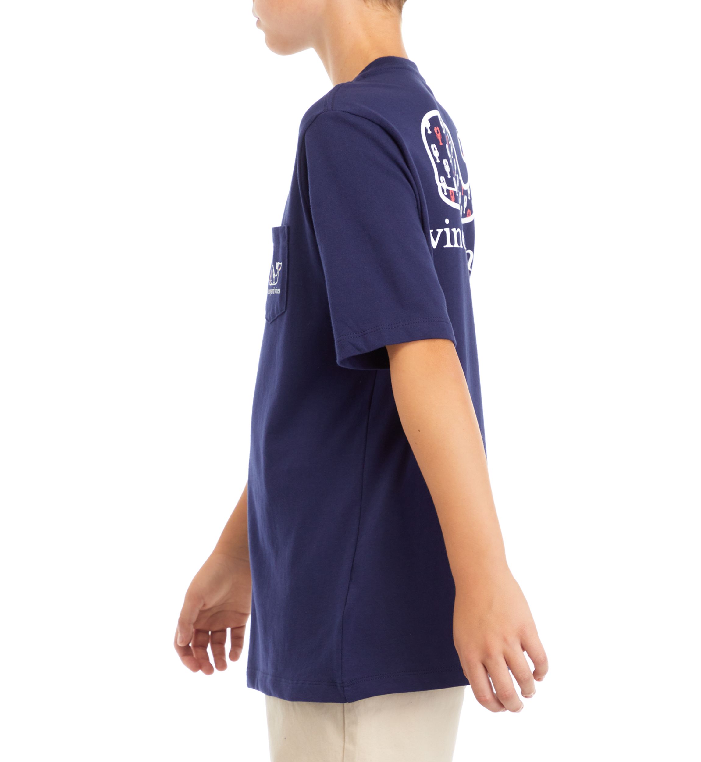 Boys 8-20 Lobster Print Whale Fill Short Sleeve Pocket Graphic T-Shirt